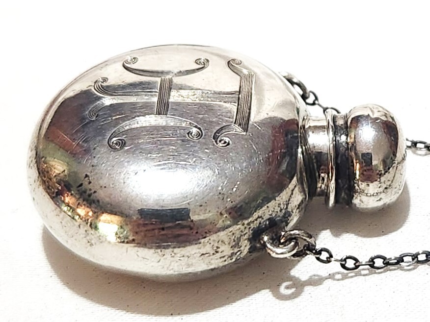 Theodore Foster & Bro F & B Sterling Silver Chatelaine Perfume Flask Pendant