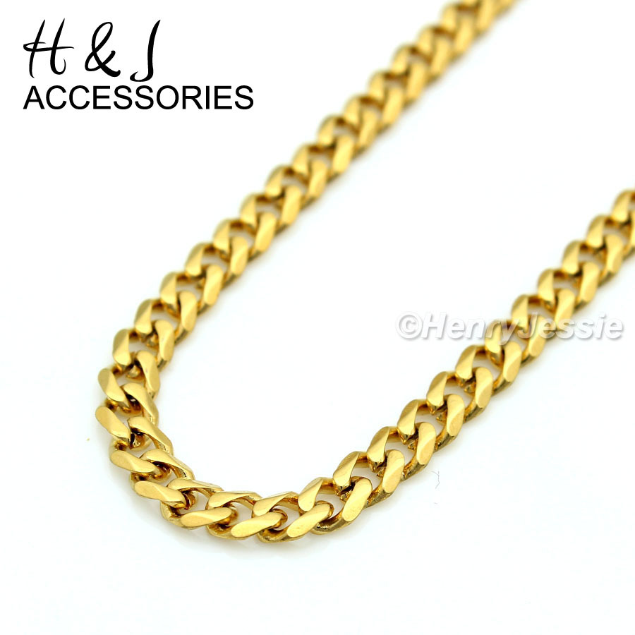 18-36″Stainless Steel 3mm Gold Plated Curb Chain Blue Rhinstone Pendant*AGP98
