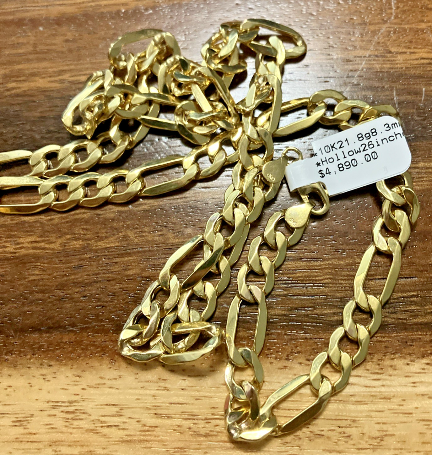 10kt Real Gold Figaro Link Chain 21.8Grams 8.3mm 26” GND Brand New with Tag 10k