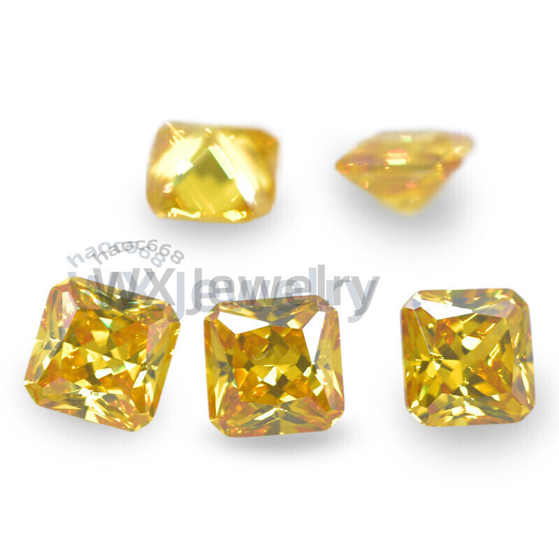 50pcs 3×3-12x12mm Golden Yellow Octangle Loose Cubic Zirconia Synthetic Gems