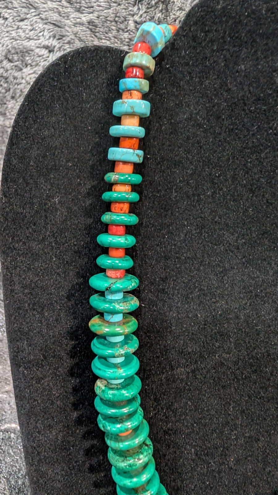 Handmade, Red, Green, Blue, Orange And Black Howlite Beaded Necklace, New