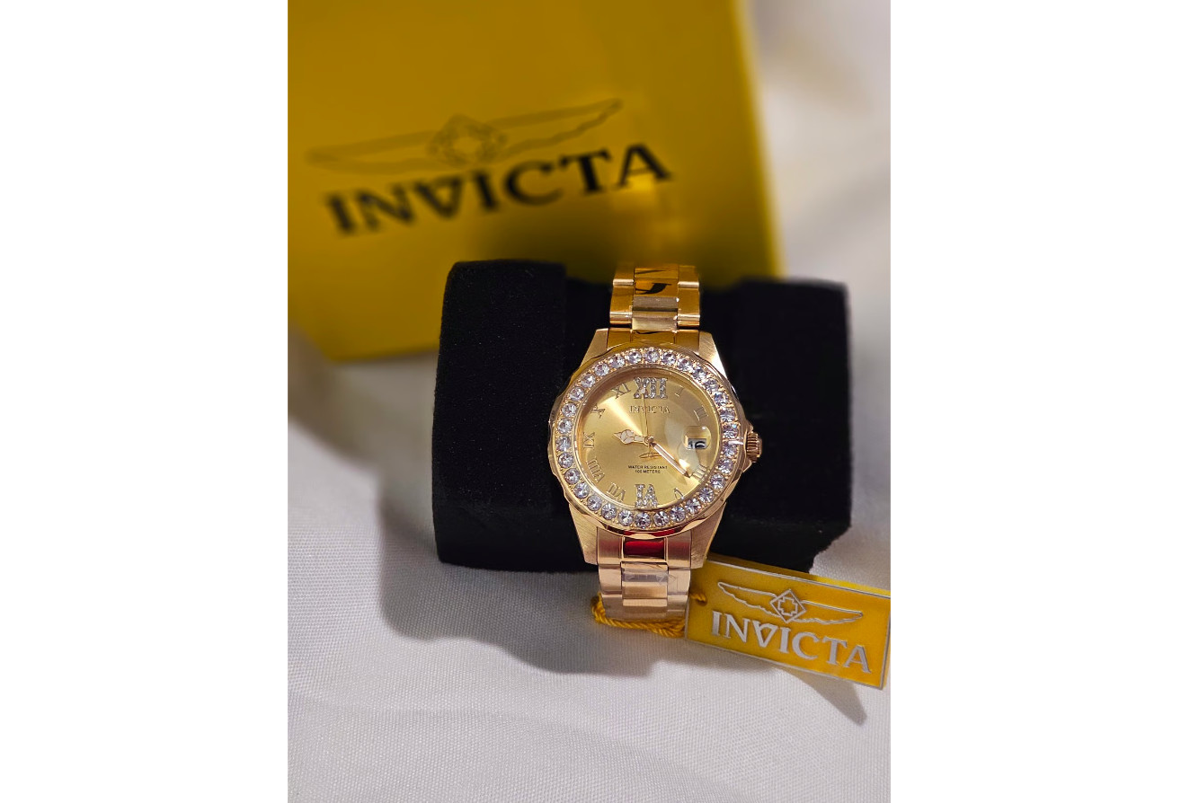 Invicta Pro Diver Lady Watch 15252: 38mm Gold Tone & Crystal Accents New IN Box