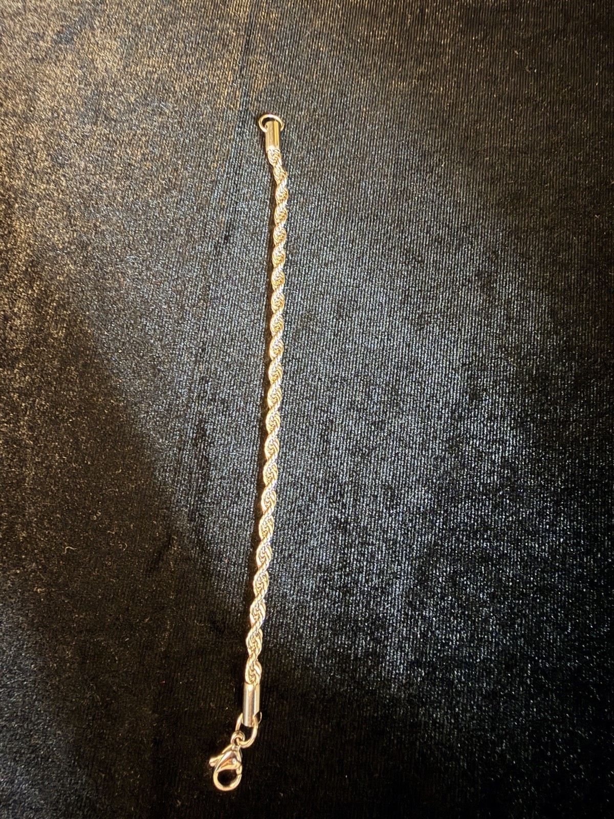 18K White Gold Filled 7in 4MM Rope Bracelet lobster clasp will not tarnish