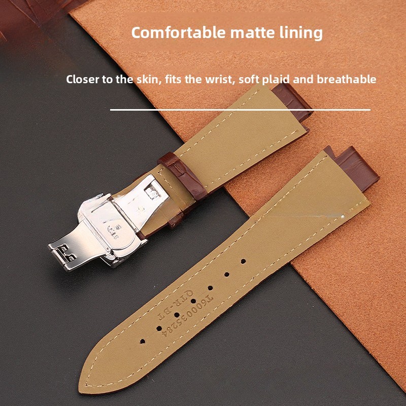 For 1853 Tissot T60 Notched Genuine Leather Watch Straps Mens Wristband 24X14mm