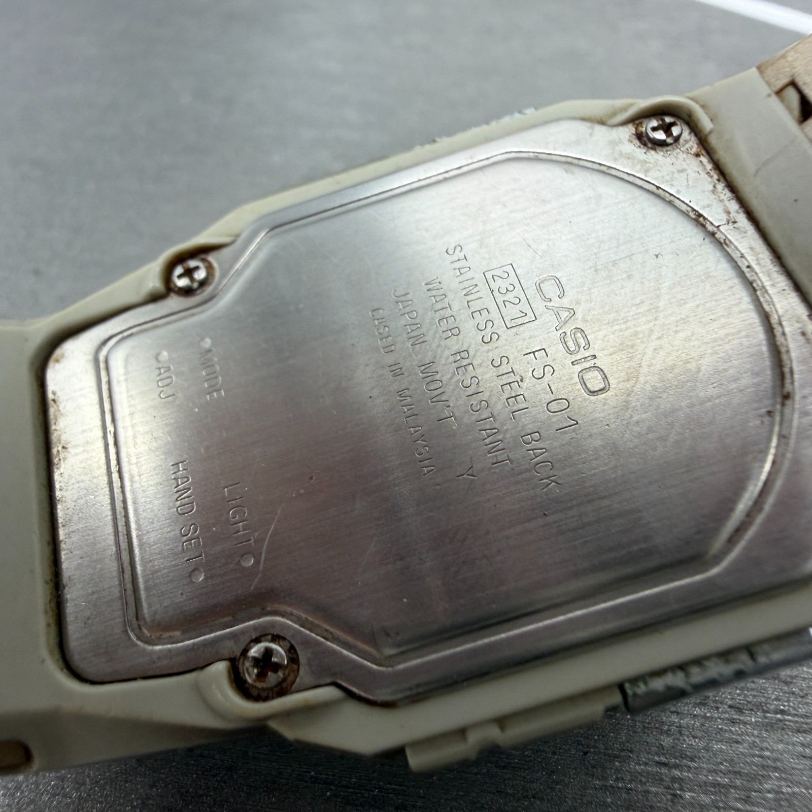 Casio FS-01 Watch Men 33mm Silver Gray White Analog Digital Dual Time New batt