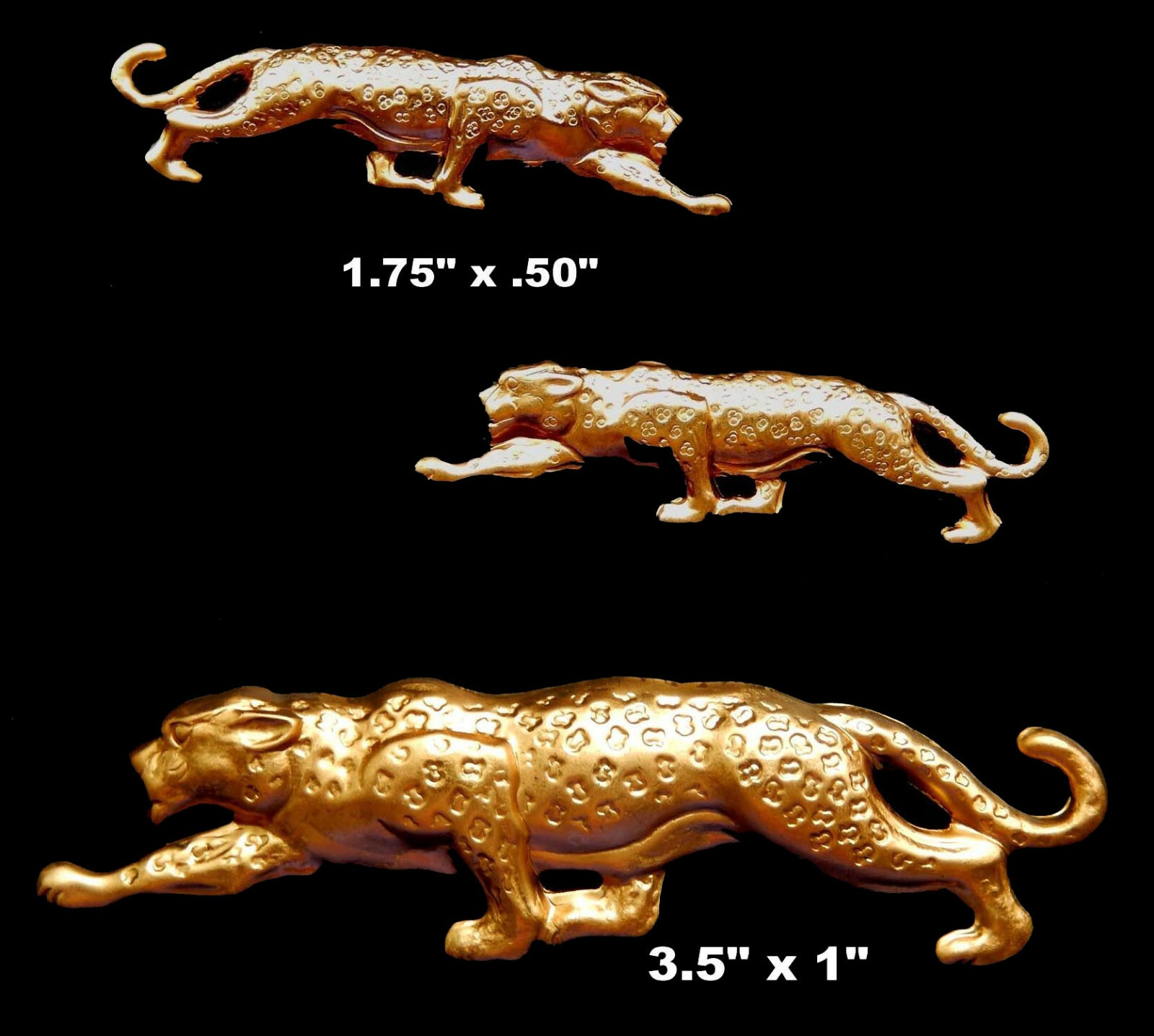 African Leopard/Raw Brass Stampings/ XL (1 Pc.) or Small (pair)
