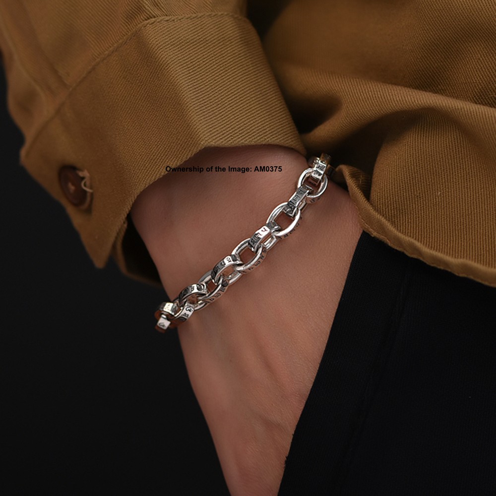 Real S925 Sterling Silver Bracelet 8mm Oval Link Bracelet Women Men 7.1-8.7inch