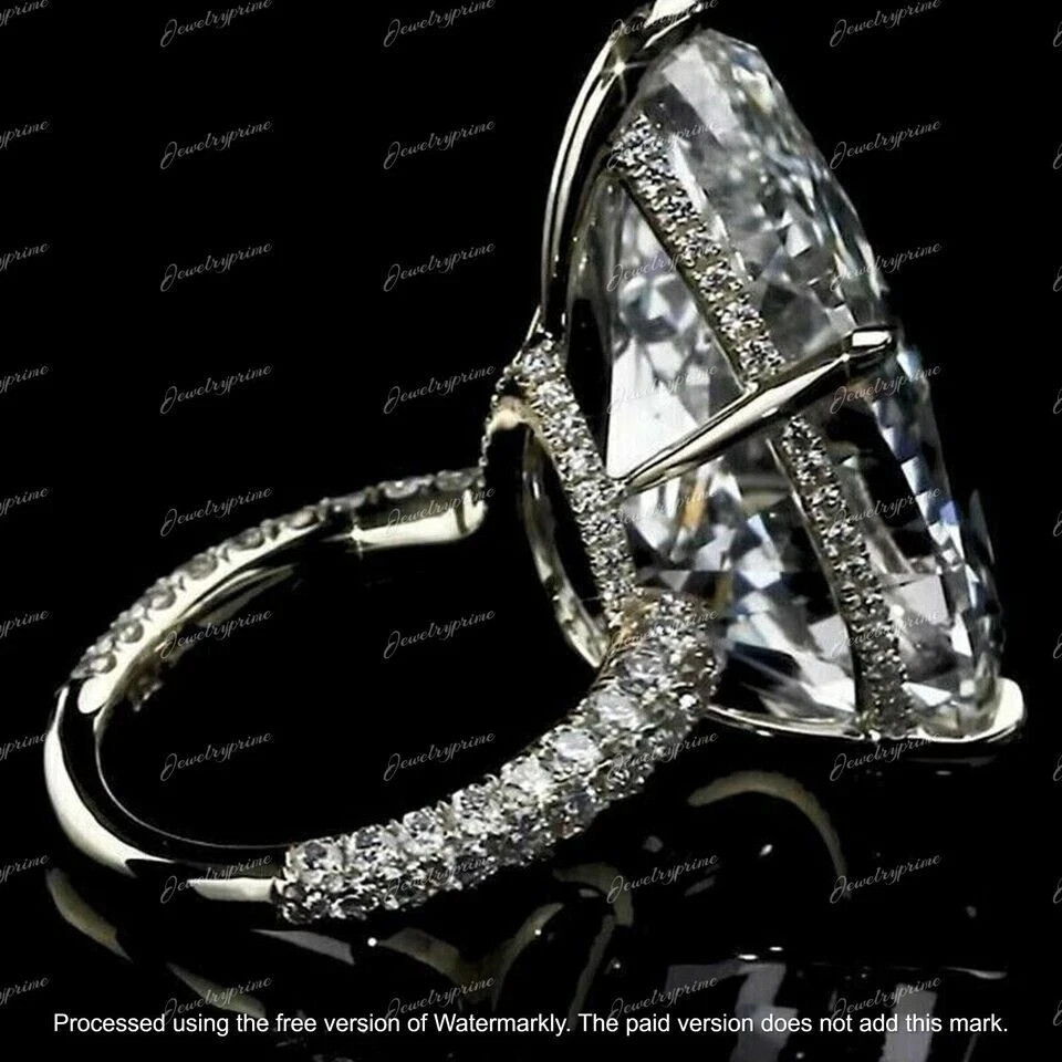 4Ct Pear Cut Lab Created Diamond Solitaire Engagement Ring 14K White Gold Plated