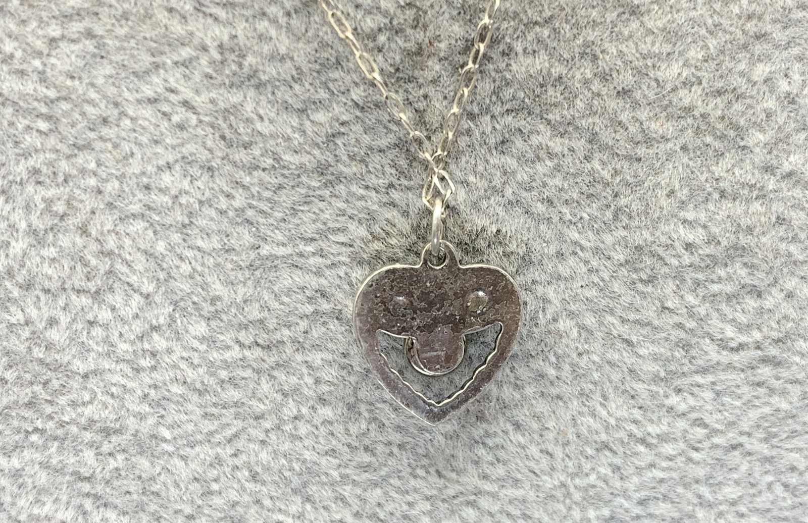 Sterling Silver, Faux Turquoise Cabochon Heart Pendant Necklace