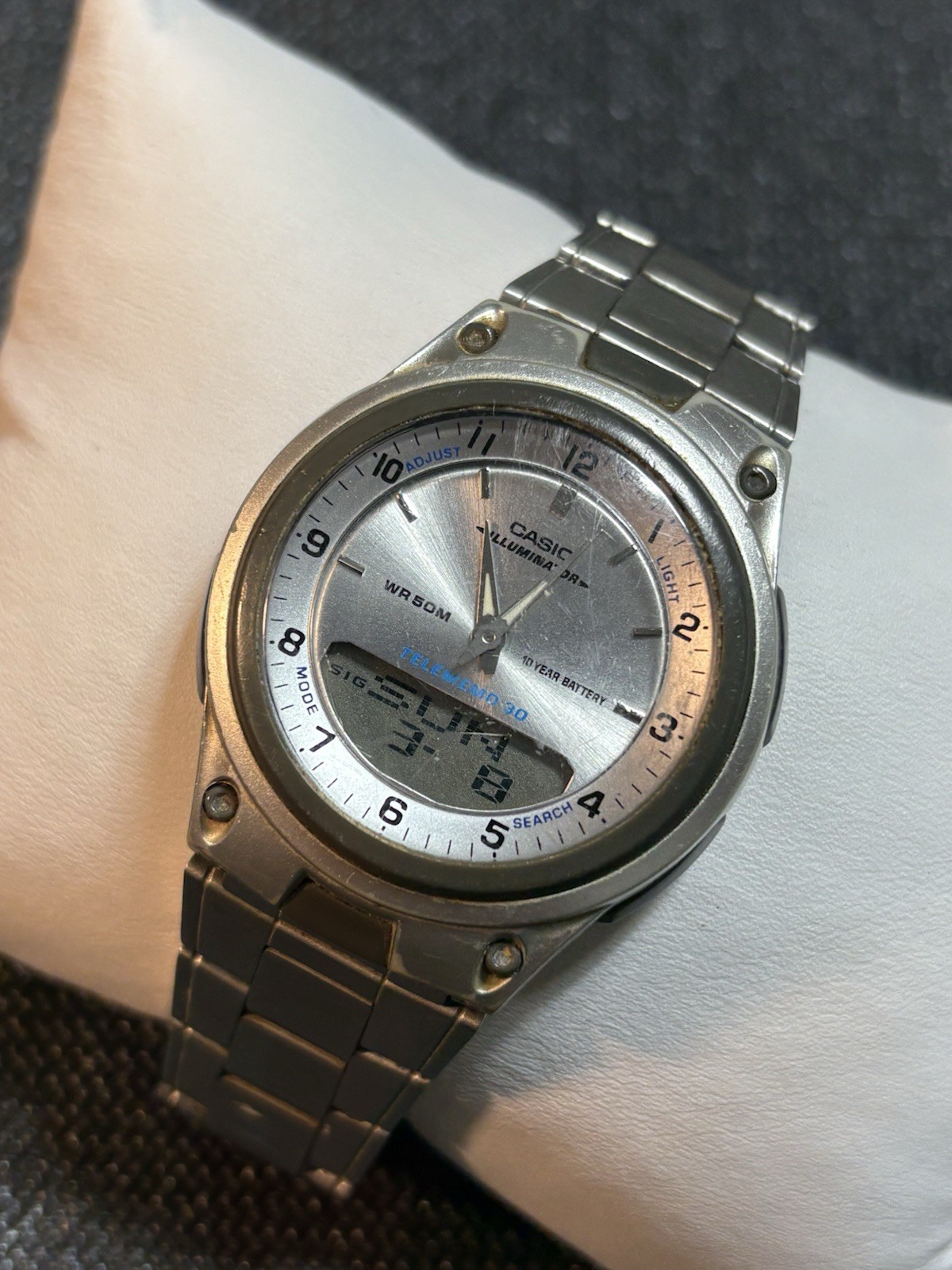 Casio Illuminator 2747 AW-80 World Time Telememo 30 Ana-Digi Watch Runs,#2
