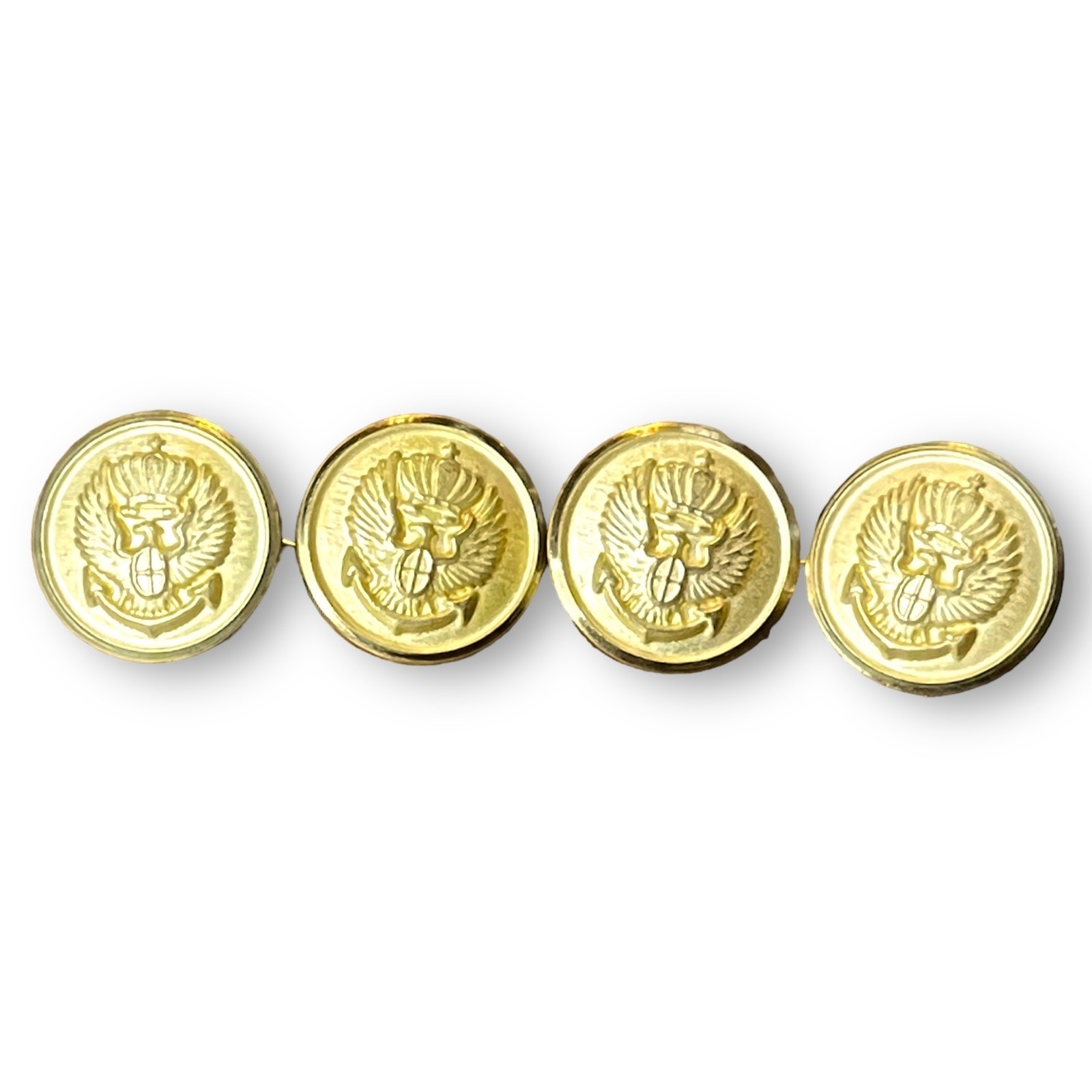 Vintage Military Cuff Links Gold Tone Eagle Crown Anchor Cufflinks French Cuff
