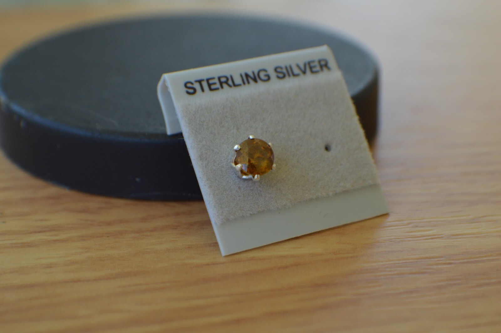 SINGLE EARRING One 0.82ct Honey Orange Sphalerite Solitaire Sterling Silver 5mm