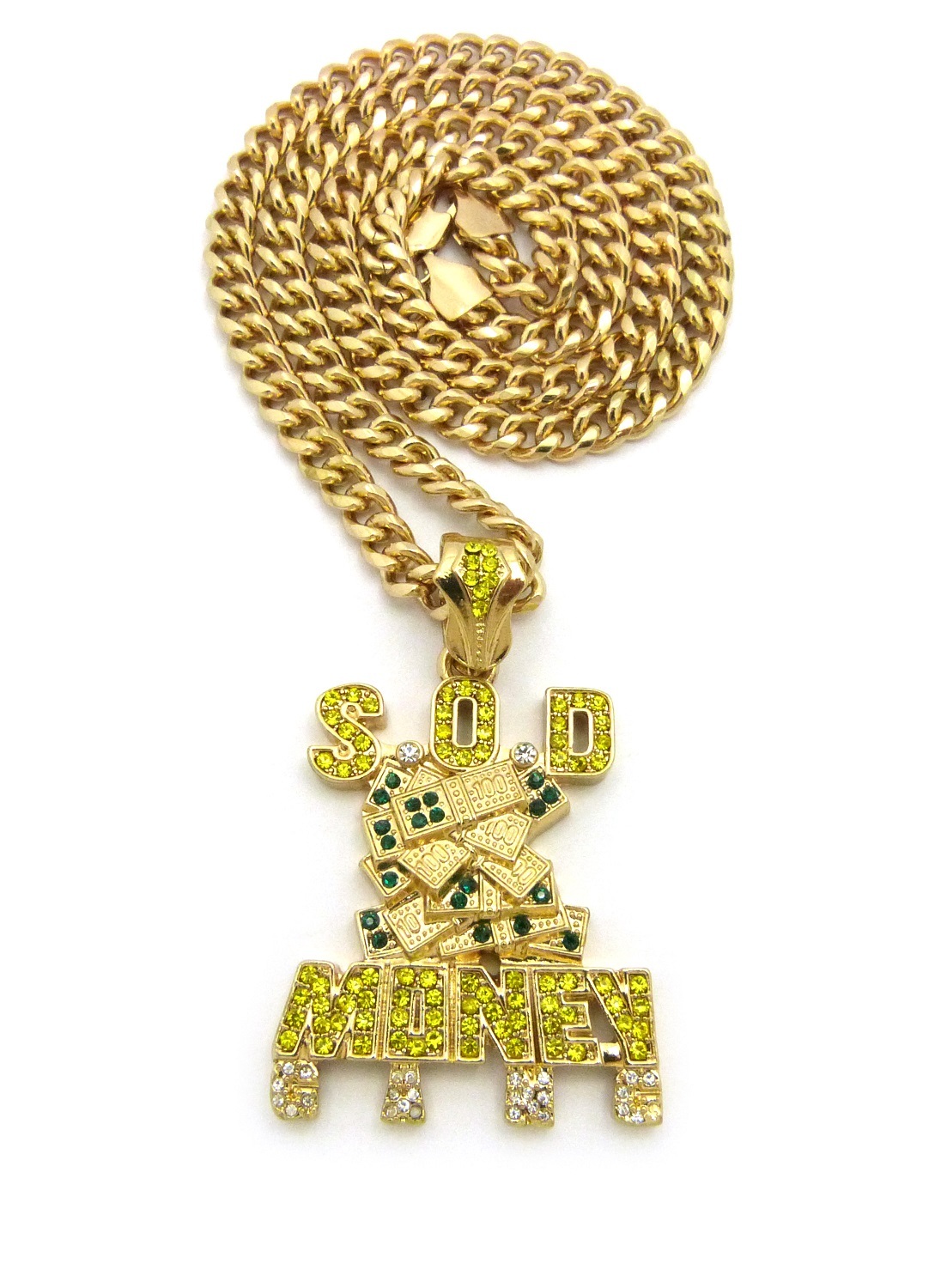 Hip Hop S.O.D Money Gang Pendant 6mm 24″ Cuban Chain Necklace CP175G