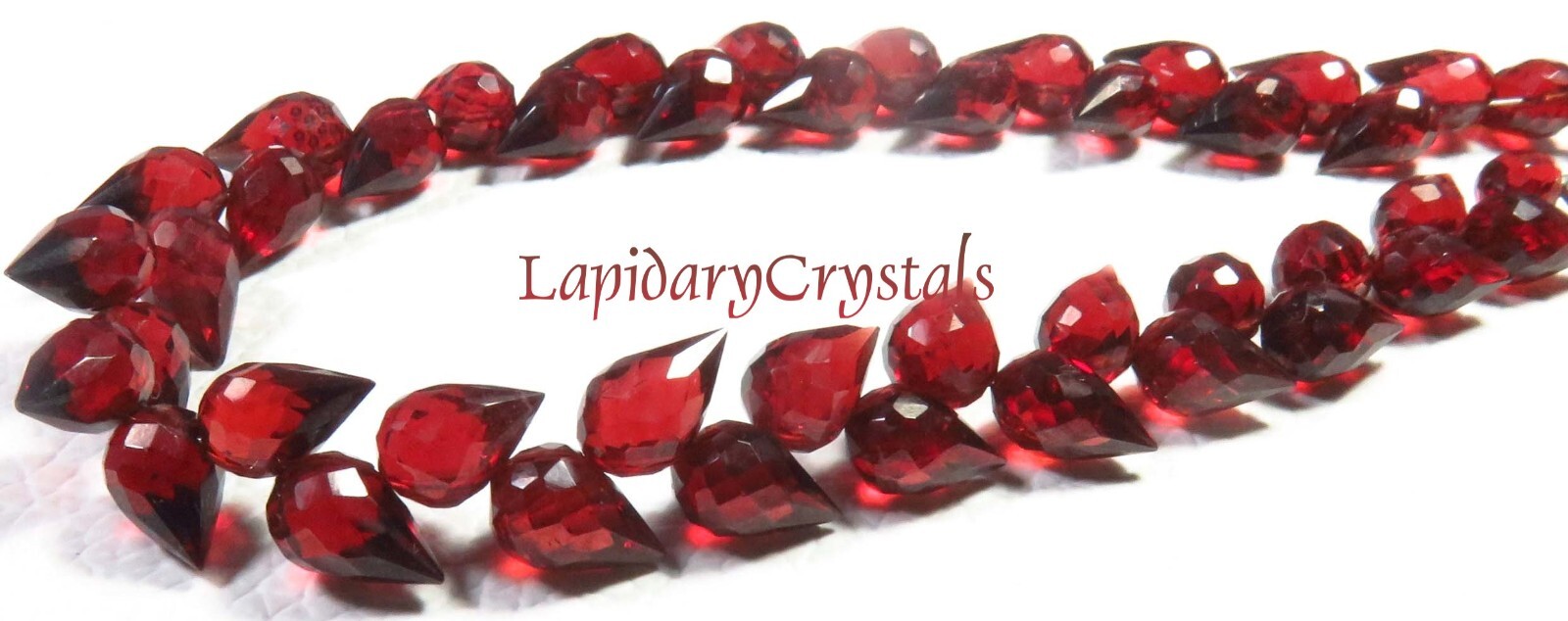 AAA+ Natural Red Garnet Faceted Teardrop Diagonal Drill Beads 7.5-8.5mm LC-919