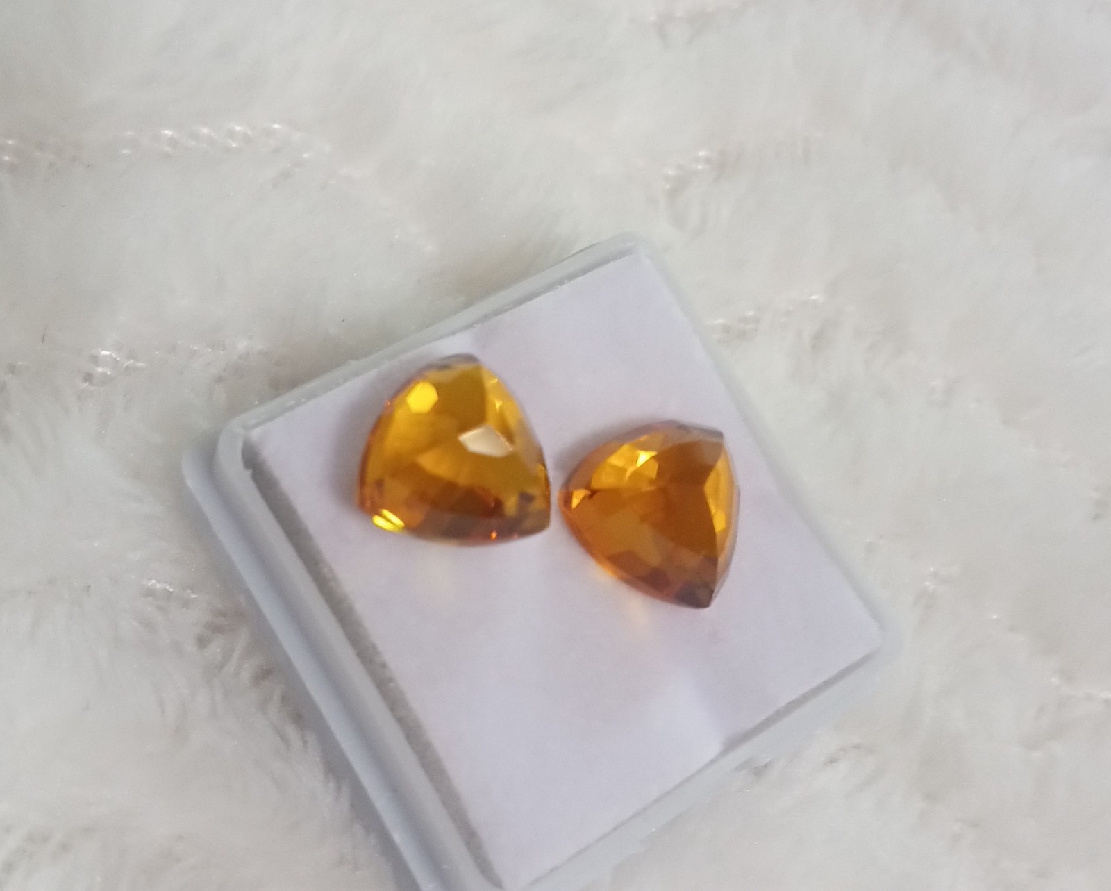 9x9x9x7mm Lab Created Diffused Orange Padparadscha Thick Trillion Cut About 14CT