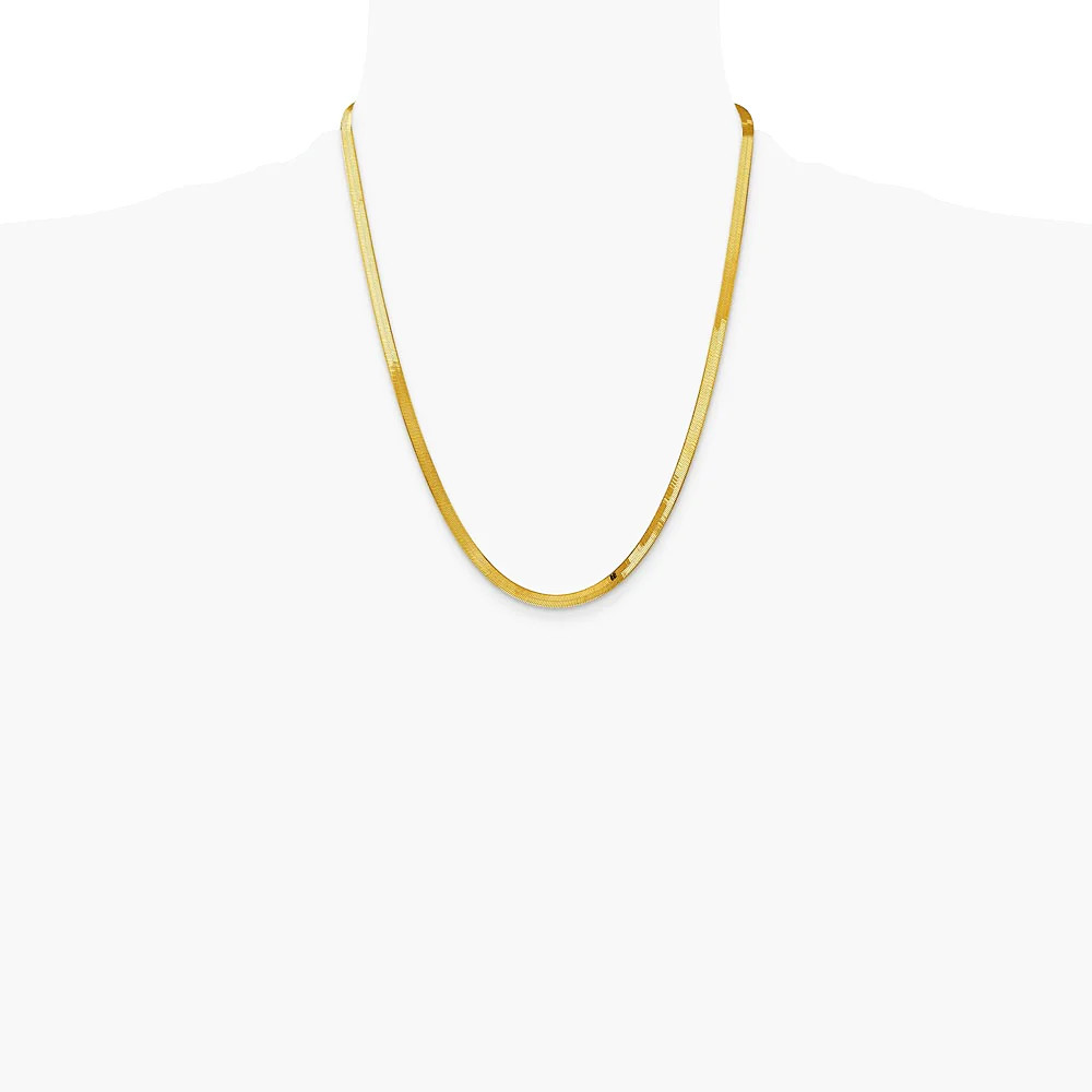 14K Yellow Gold 4mm Silky Herringbone Chain Necklace 16″-24″