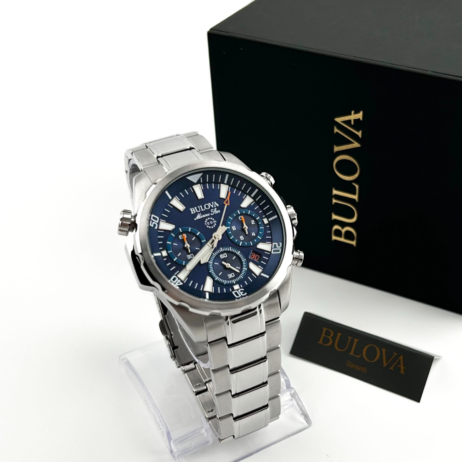 Bulova 96B256 Men’s Blue Marine Star Chronograph Quartz Stainless Steel Watch
