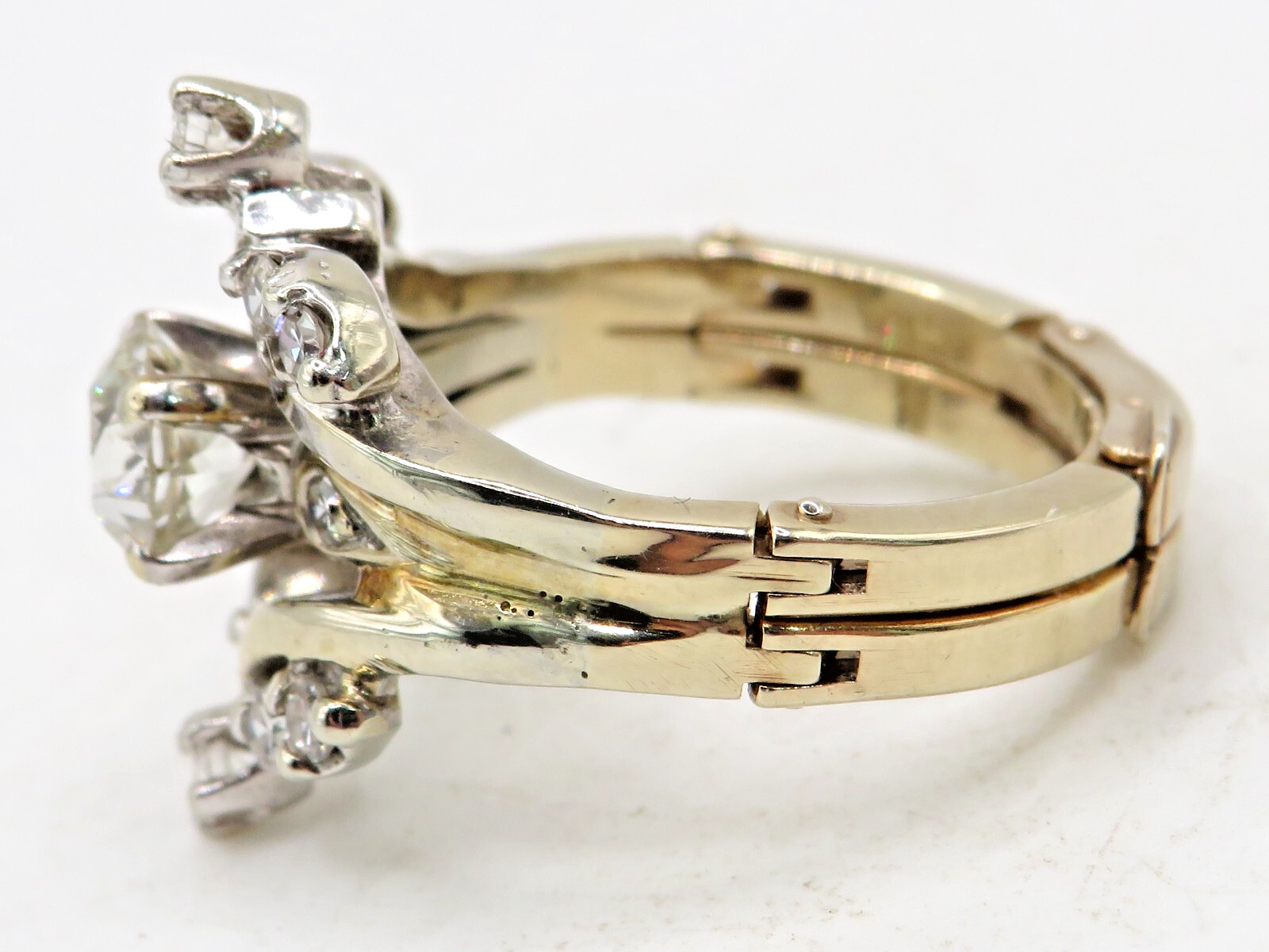 FINGER FIT 14k YELLOW GOLD EUROPEAN CUT DIAMOND RING w 12 ACCENT DIAMONDS SZ 6*