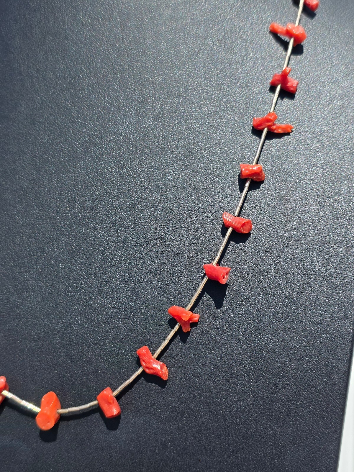 VTG Native American / Southwest Liquid Sterling Silver Red Branch Coral Necklace