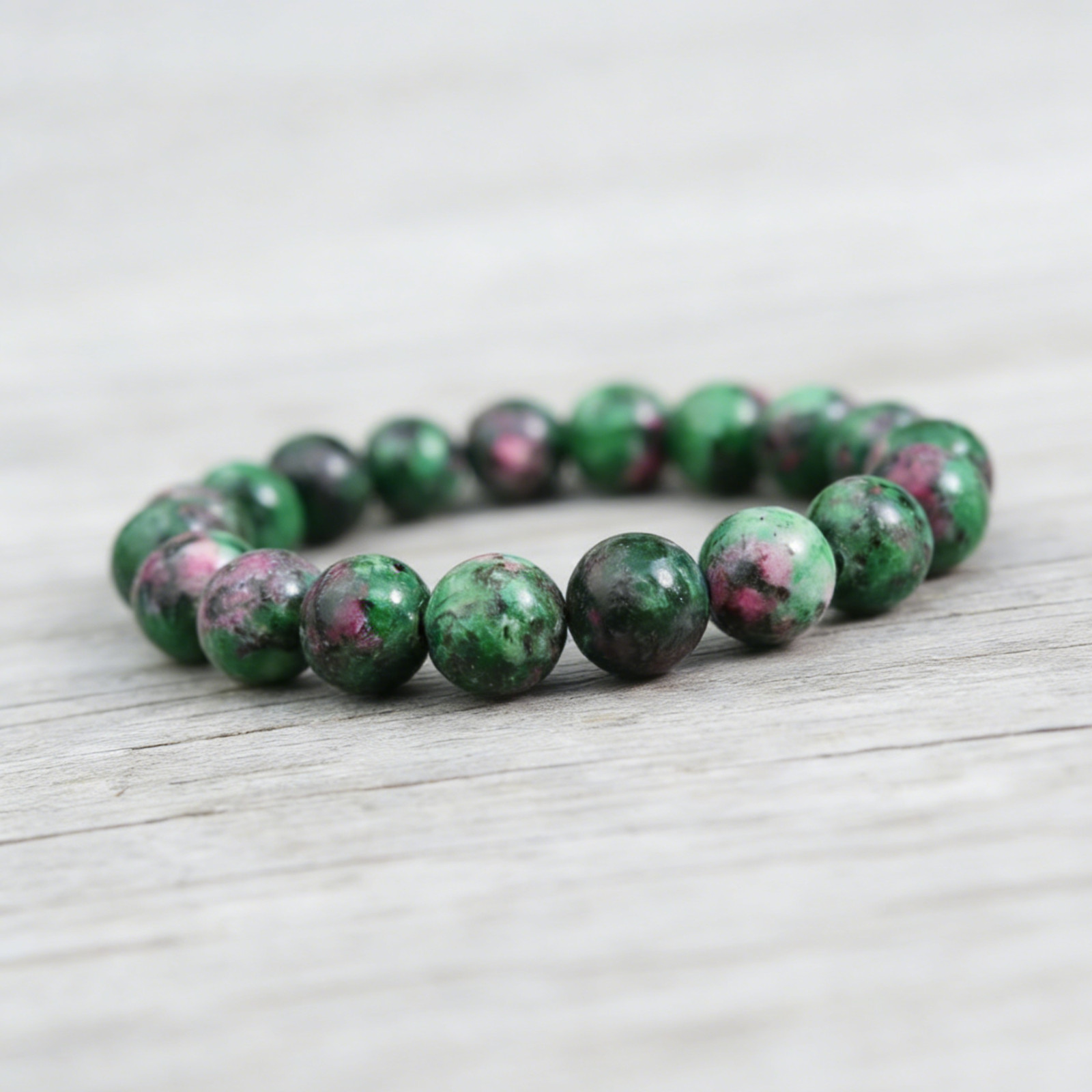 10mm Ruby Zoisite Beads Bracelet Natural Crystal Stretch Bracelet Christmas Gift
