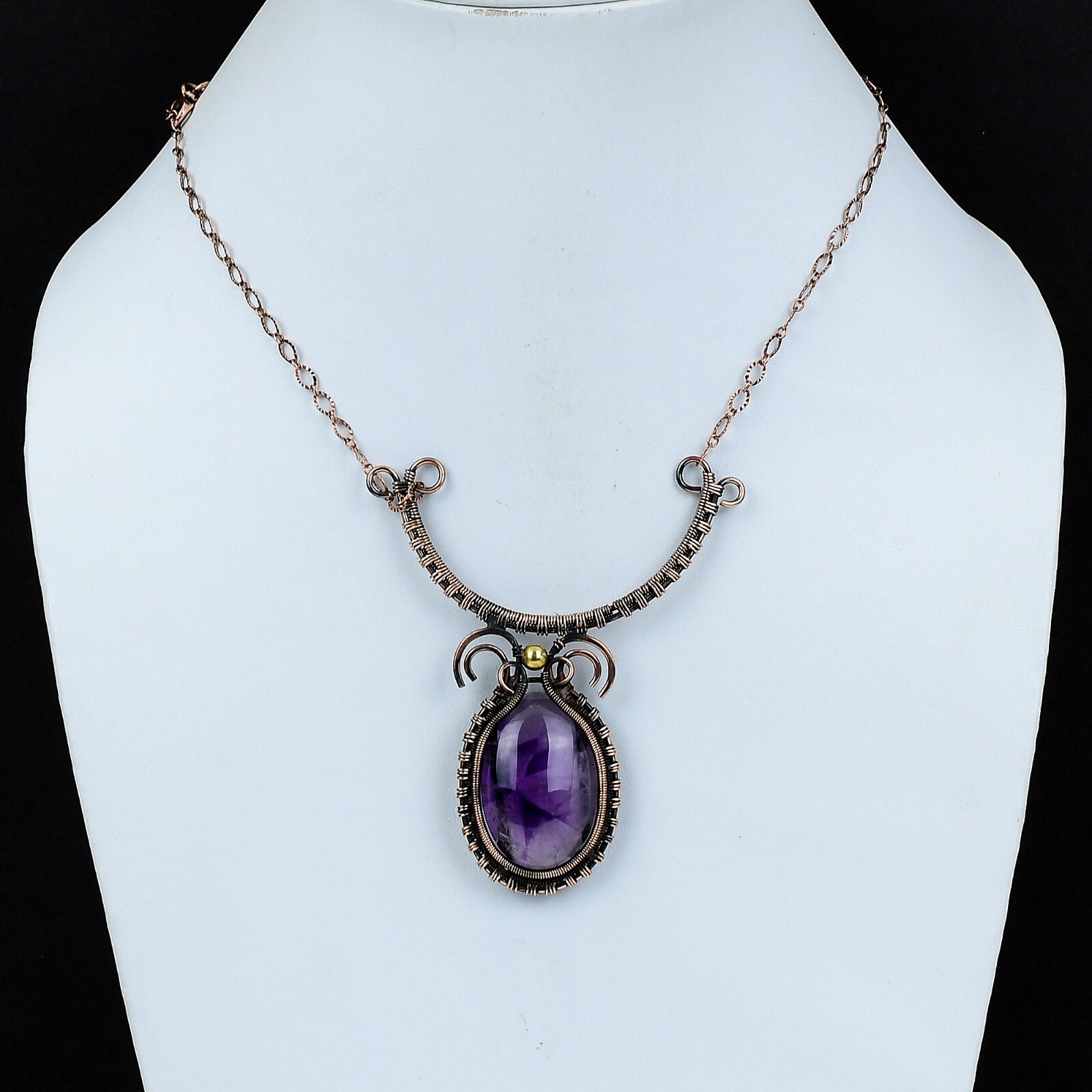Star Amethyst Wire Wrapped Adjustable Handcrafted Copper Ethnic Gift 18.0″