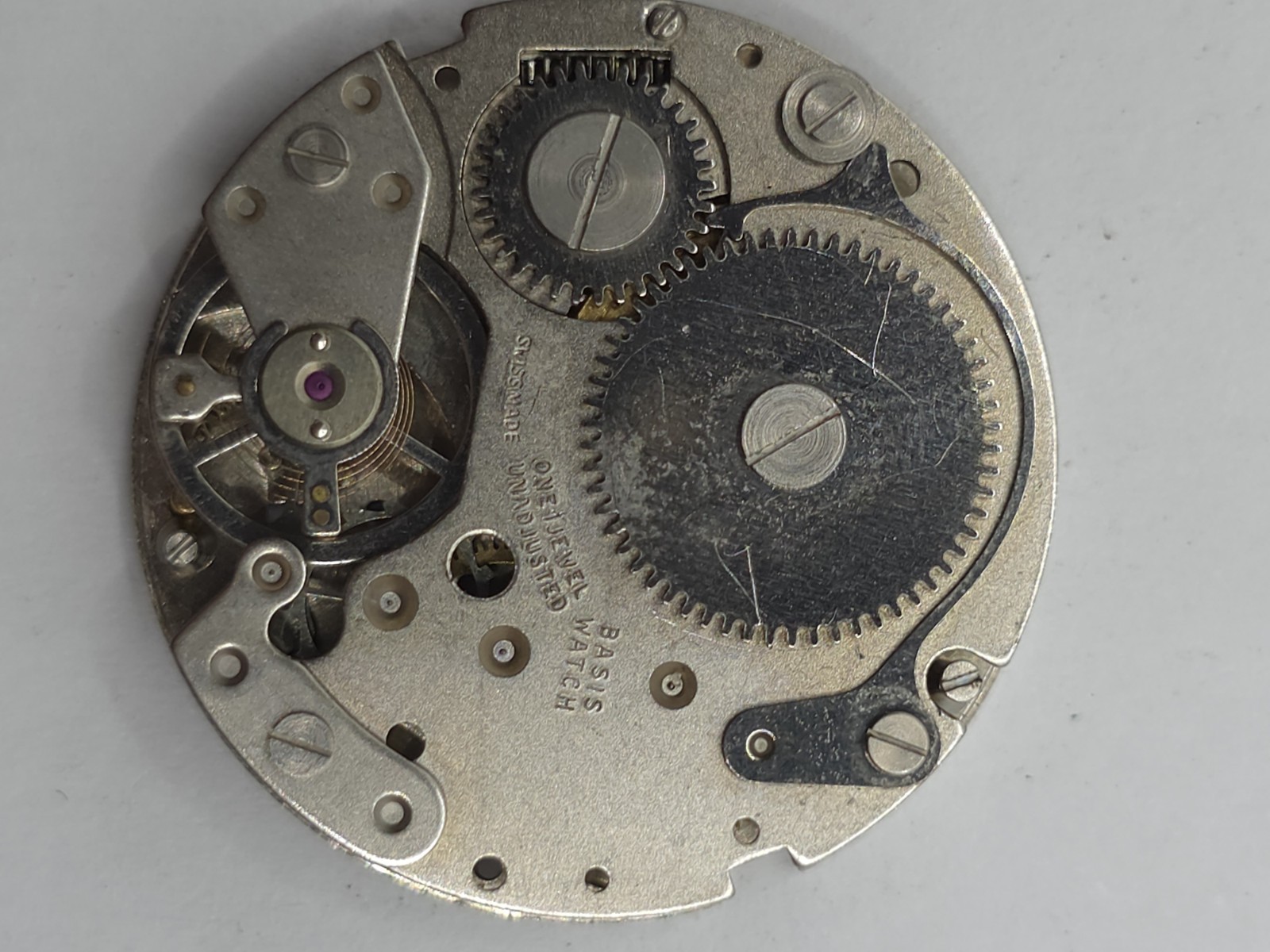 Vintage ORION Watch Movement Cal. BFG 866 Black Dial 2 Hands Main Spring Parts