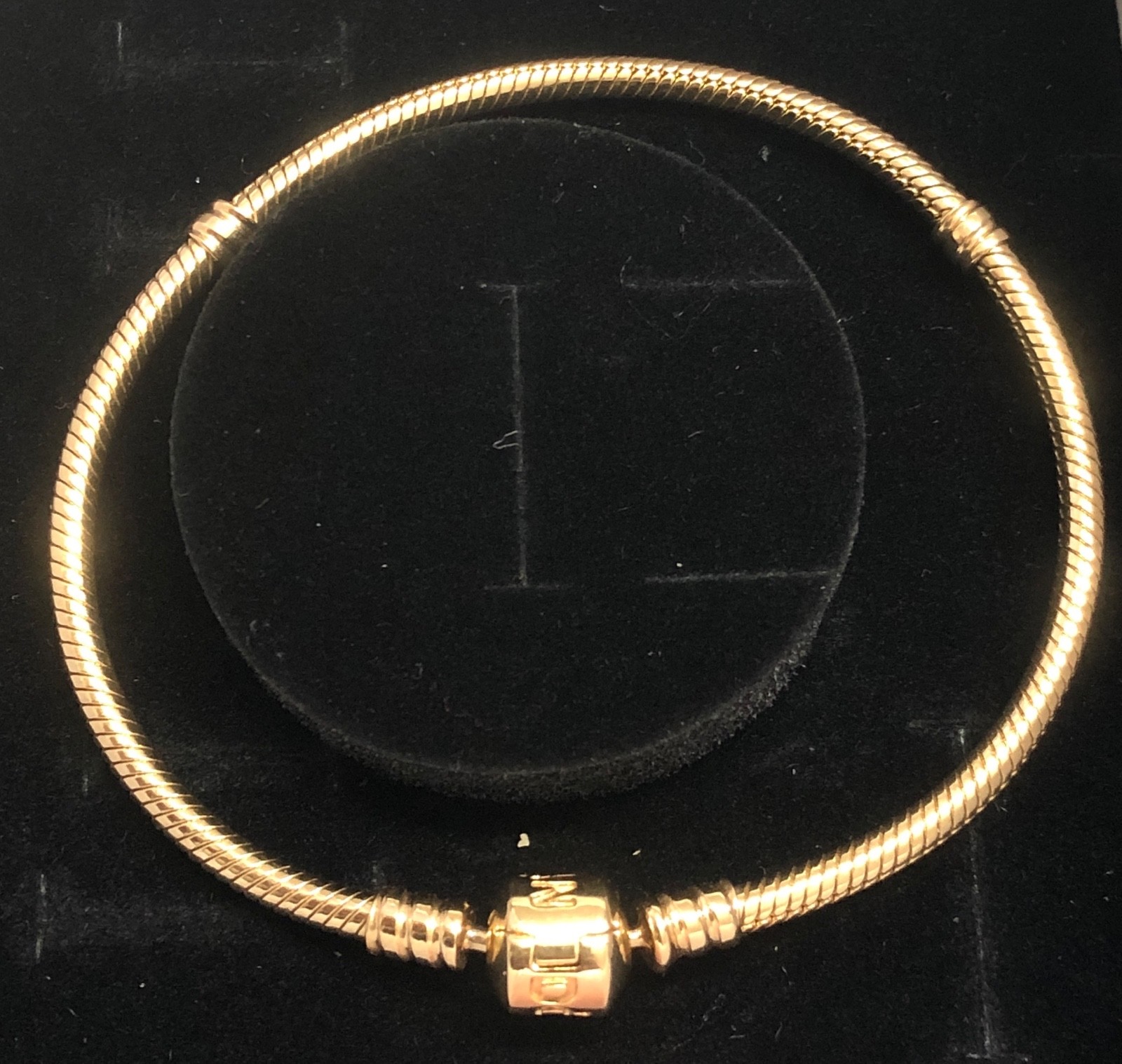NEW💕 Pandora Moments 14K Solid Gold Barrel Clasp Bracelet 550702 7.5″/19cm