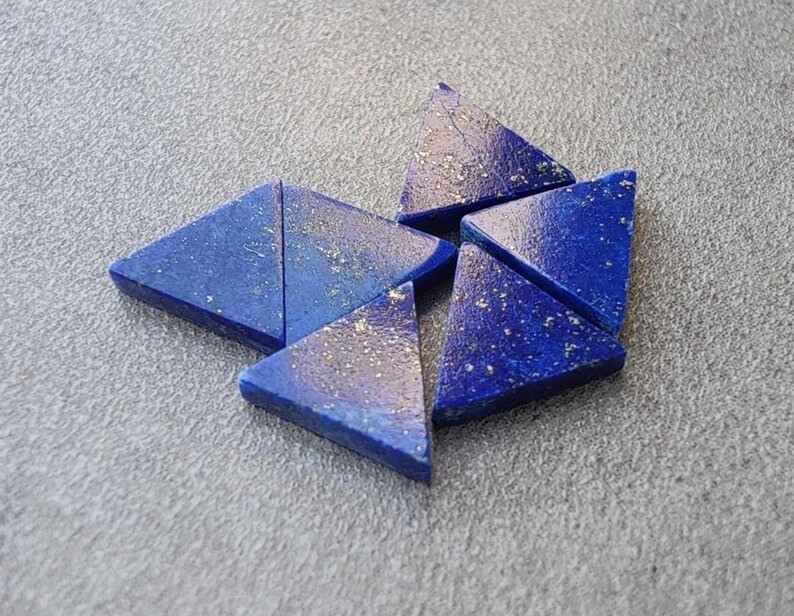 Natural Lapis Lazuli Triangle Shape Flat Cabochon Calibrated Loose Gemstones