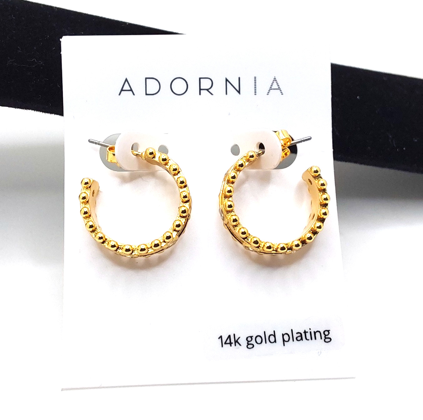 Adornia Beautiful Bezel 14k Gold Plated Open Hoop Earrings