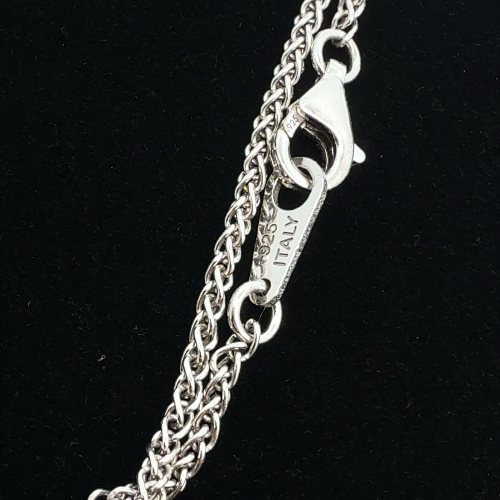 EFFY 17” 925 Sterling Silver Brushed Finish Diamond Pendant Necklace, 6.5”