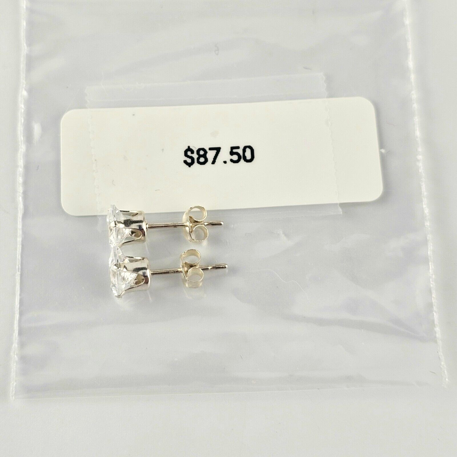 Solid 925 Silver 5mm Princess Studs 4-Prong, Raised Setting Approx. 1 CT TW