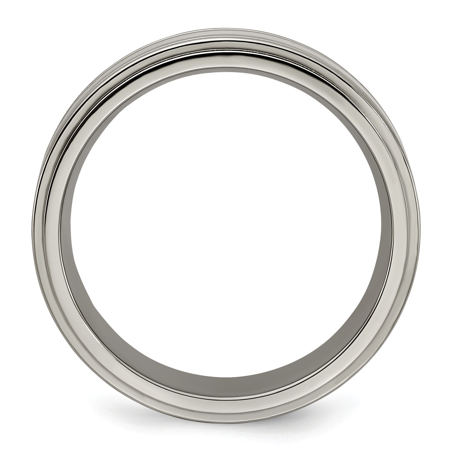Edward Mirell Titanium Silver Inlay 7mm Grooved & Edge Wedding Band Size 7 to 13