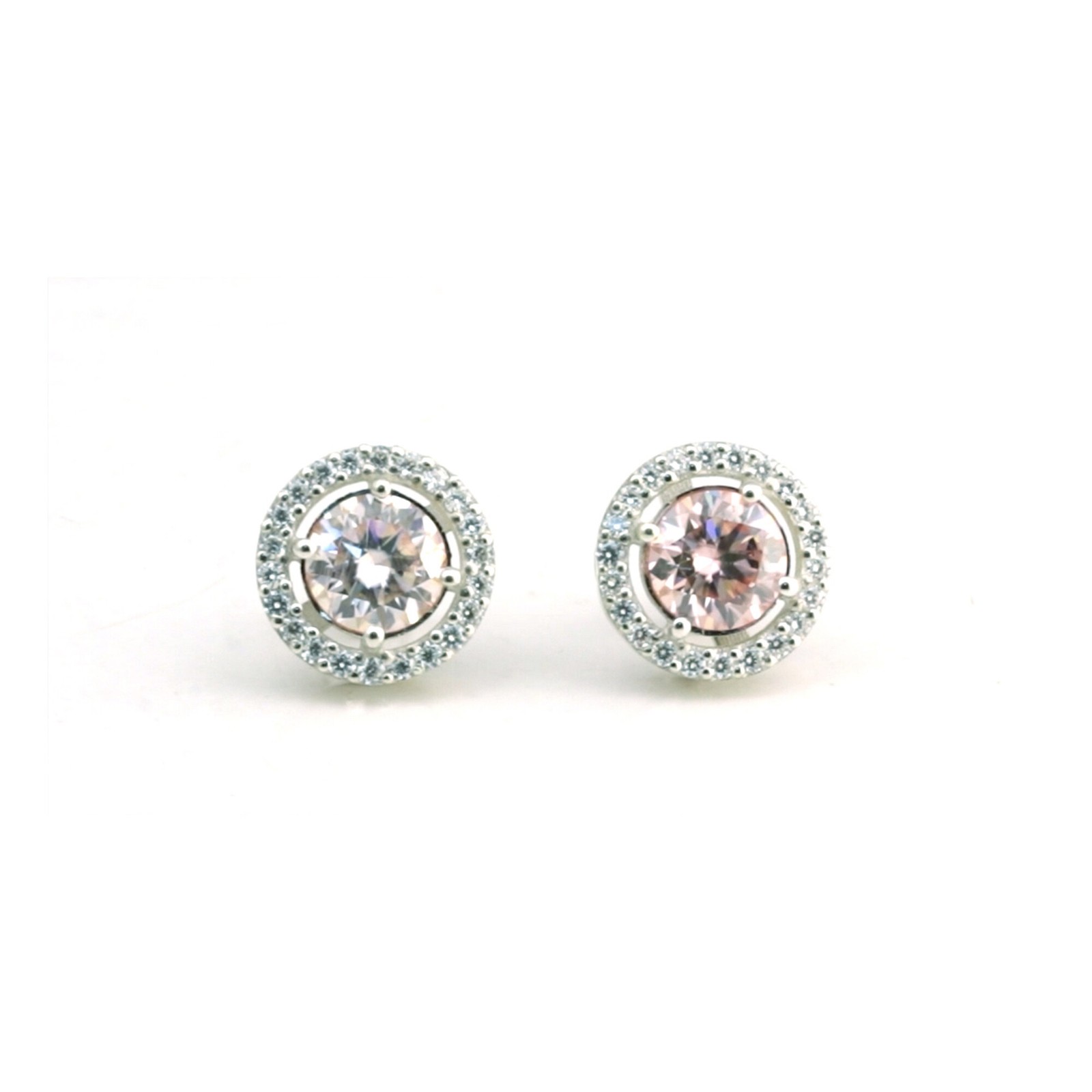 2 Ct Round Light Pink Lab Grown Diamond Stud Earrings VS1 925 Sterling Silver