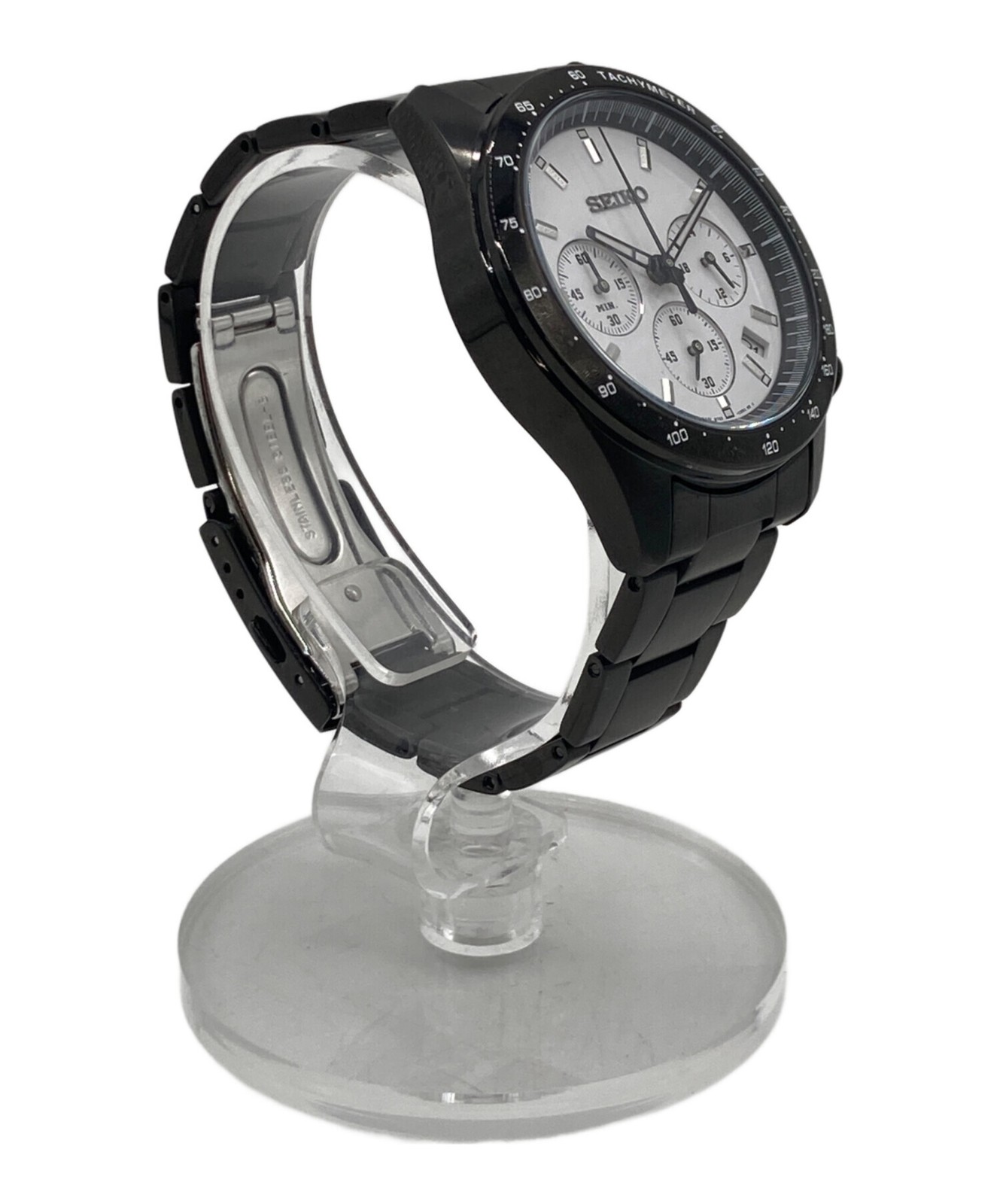 SEIKO x NANO universe Chronograph Watch 8T63-00N0 Black White Japan Steel Men’s