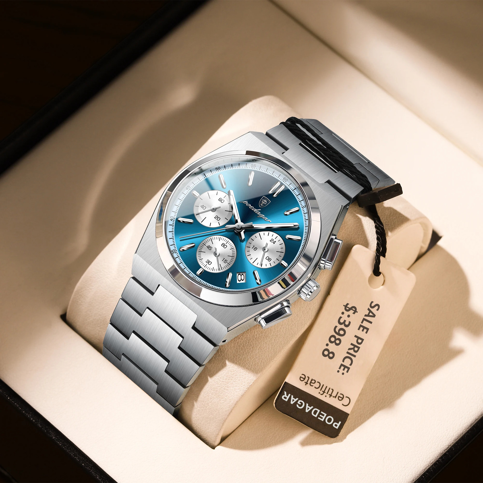Luxury Man Quartz Chronograph Watch Waterproof Luminous Date 3Bar