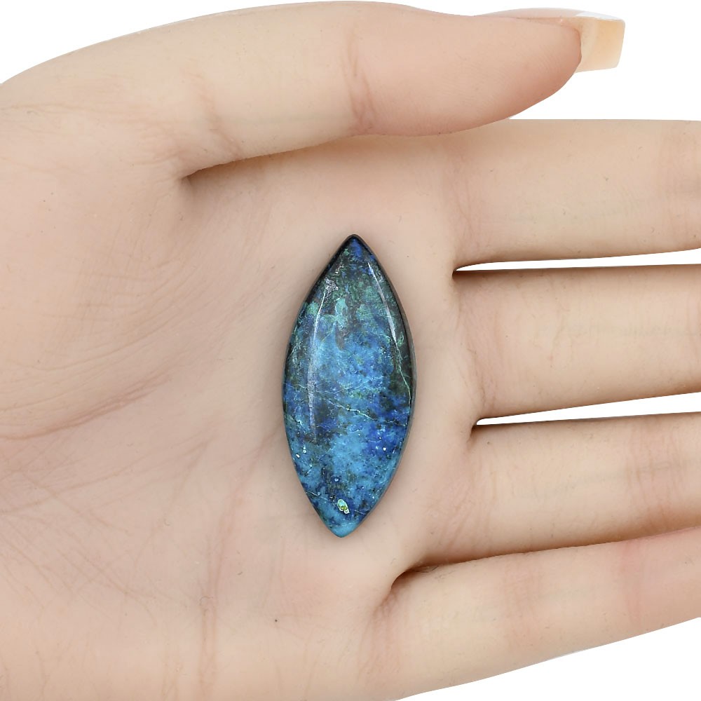 Natural Shattuckite 38.29×17.3×6.9 mm Marquoise Polished Gemstone LS02576-39