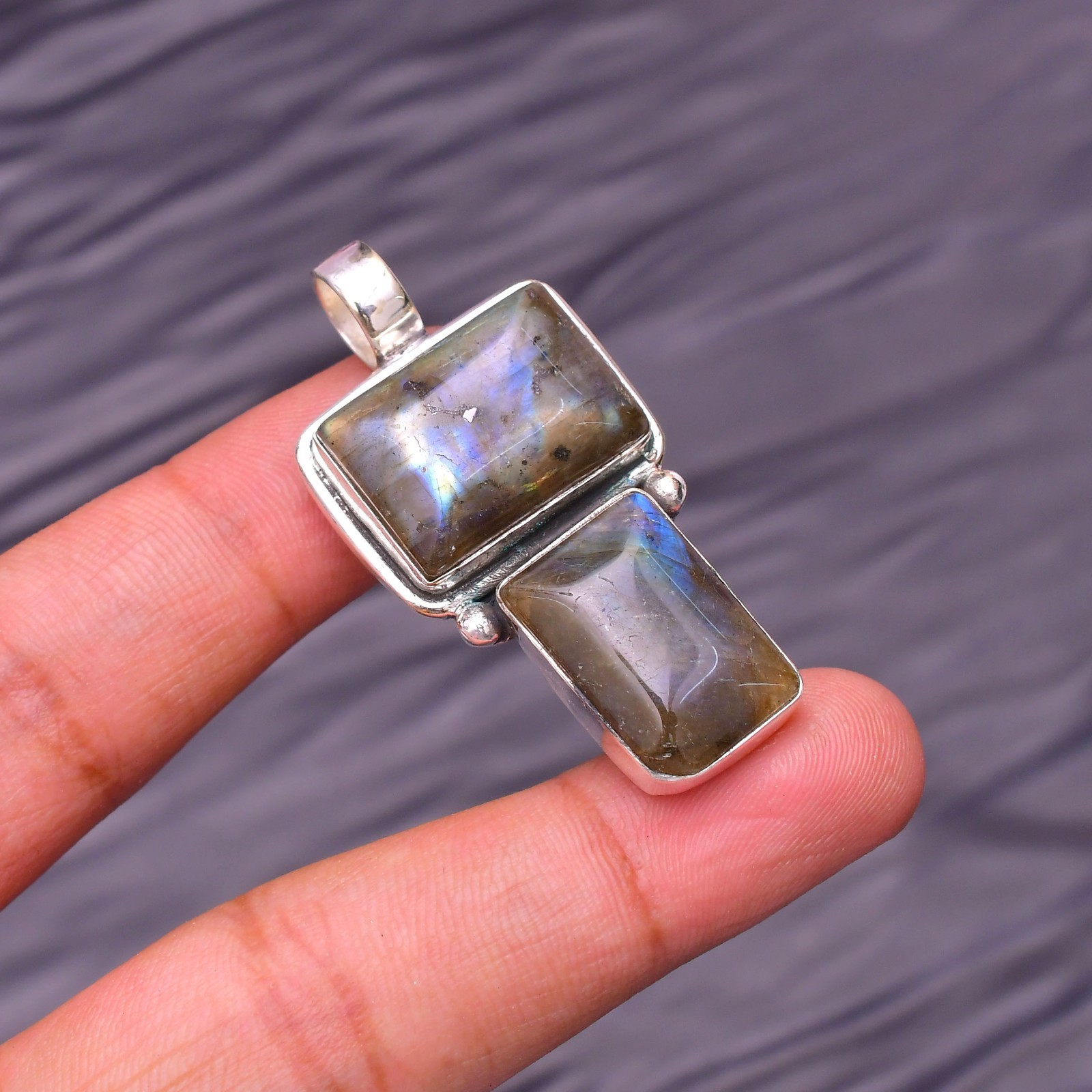 Labradorite Gemstone 925 Sterling Silver Jewelry Pendant 1.77″
