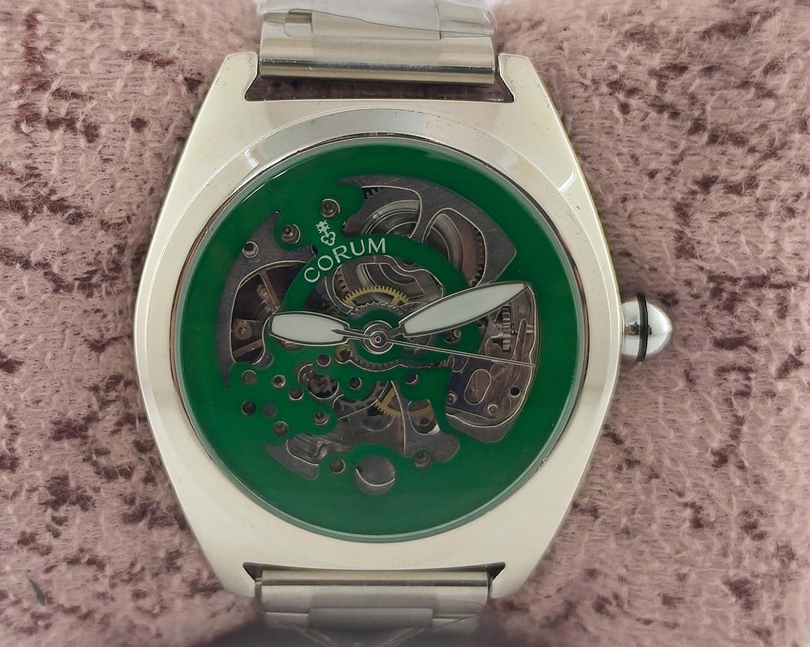 CORUM Automatic Green Dial Men’s Wristwatch Stainless Steel Band “Stay Punctual”