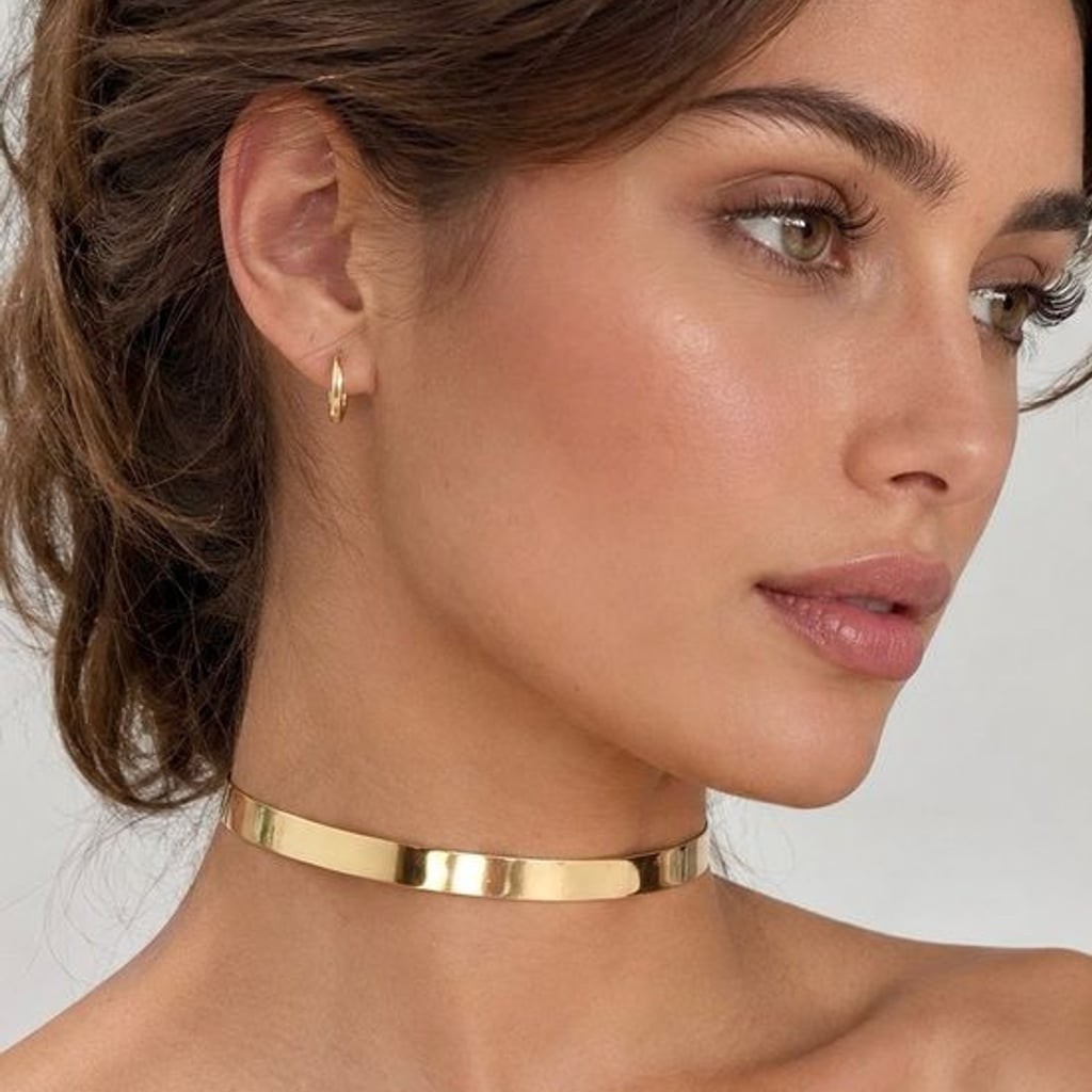 Trendy Golden Choker Minimalist Gold Metal Choker Necklace – Women Jewelry