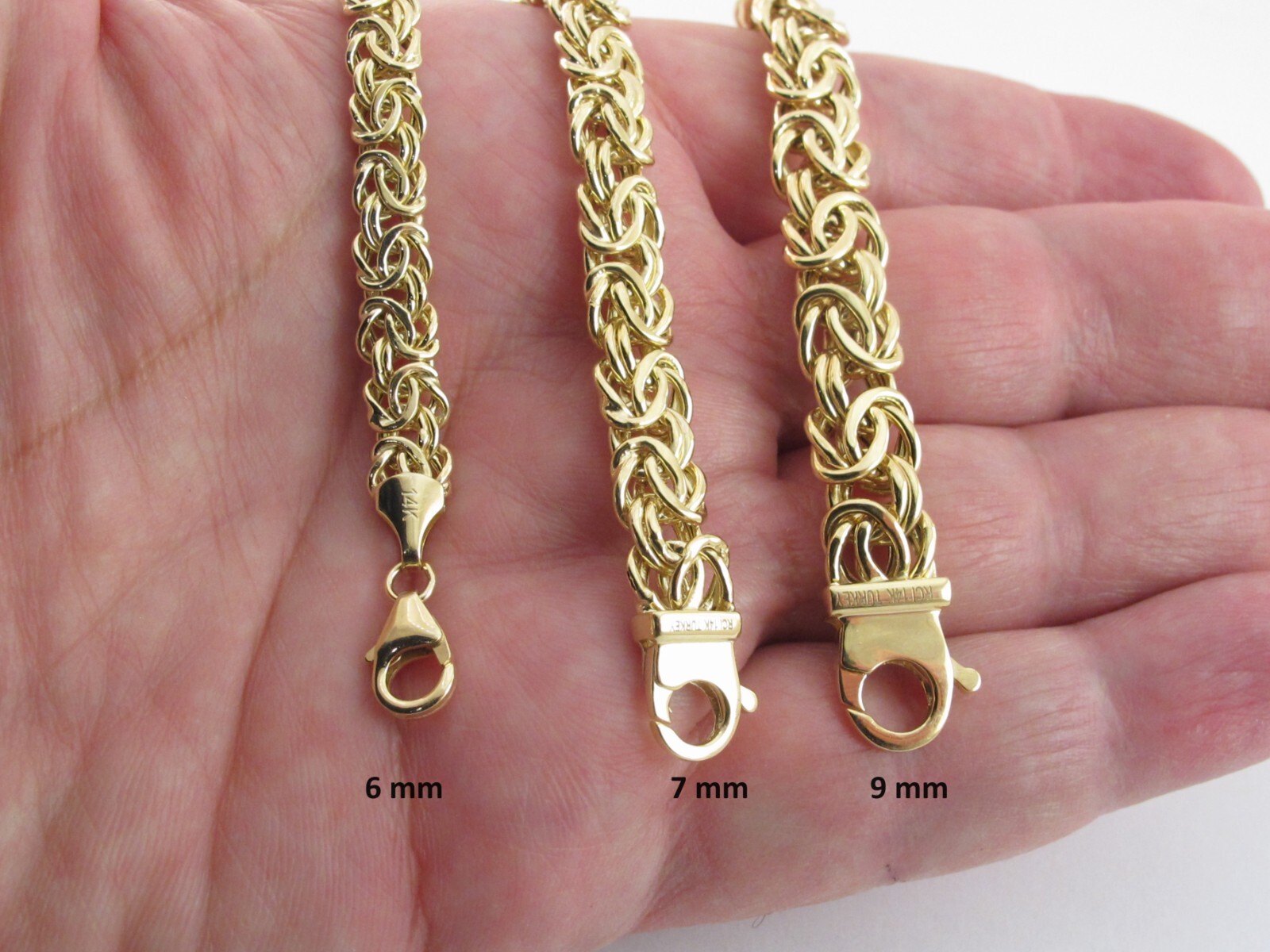 14k Yellow Gold Byzantine Bracelet 7 1/4″, 8″ , 6 ,7, 9 mm wide