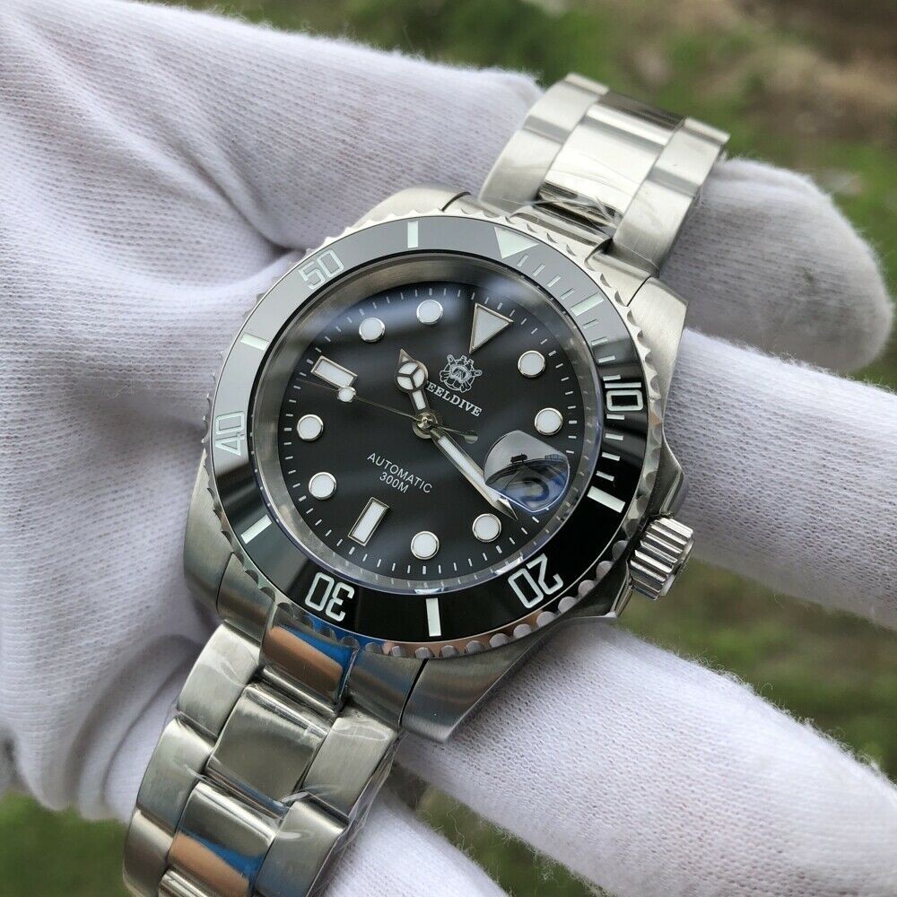 Steeldive SD1953 Black Sub 300M Automatic Dive Watch Sapphire NH35 24 Jewels