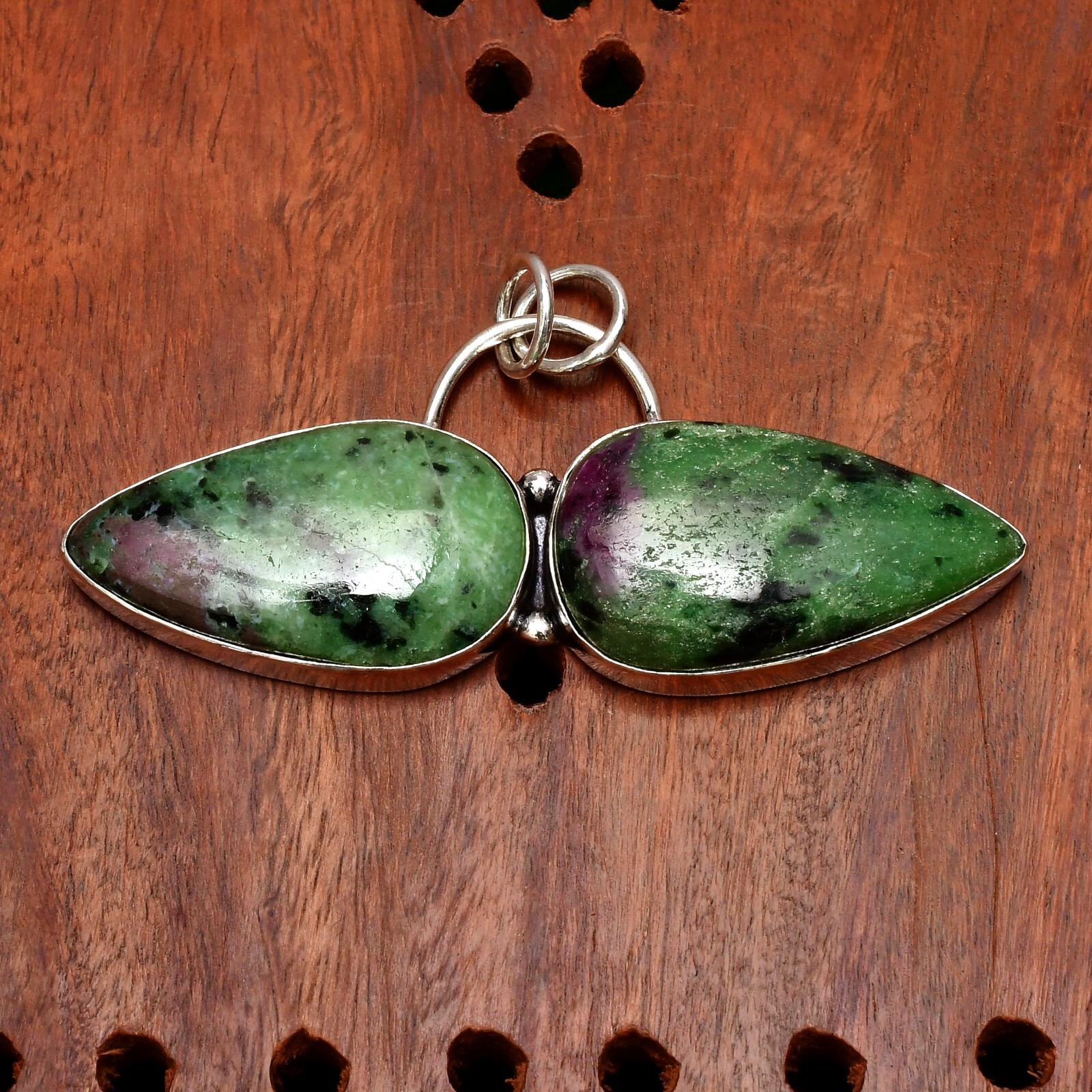 Ruby Zoisite Gemstone 925 Sterling Silver Handmade Jewelry Pendant 1.56″
