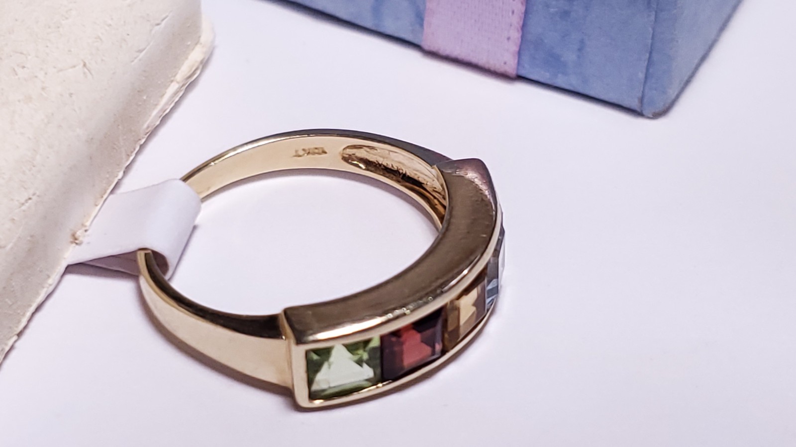 Estate 2.5ctw Natural Multi Gem Princess Channel 10Kt Yellow Gold Band Ring24733