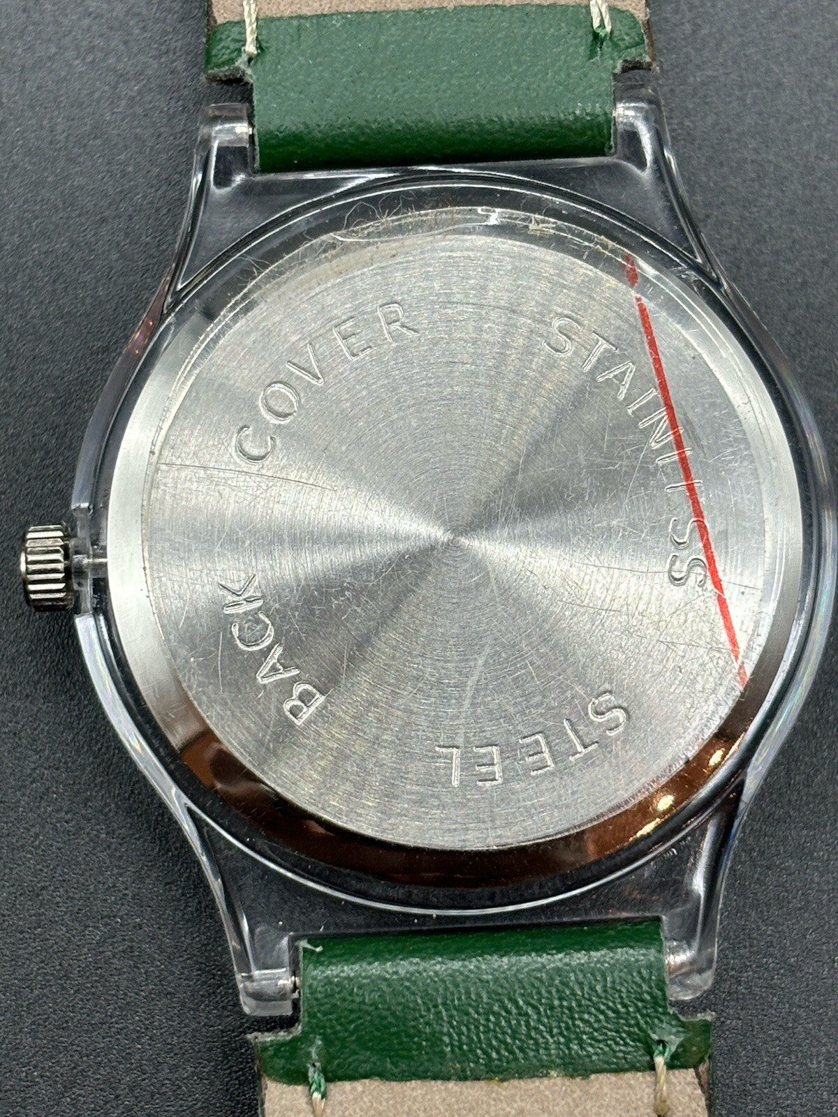 Vera Pelle Made In Italy Wrist Watch Green Strap Stainless Steel READ