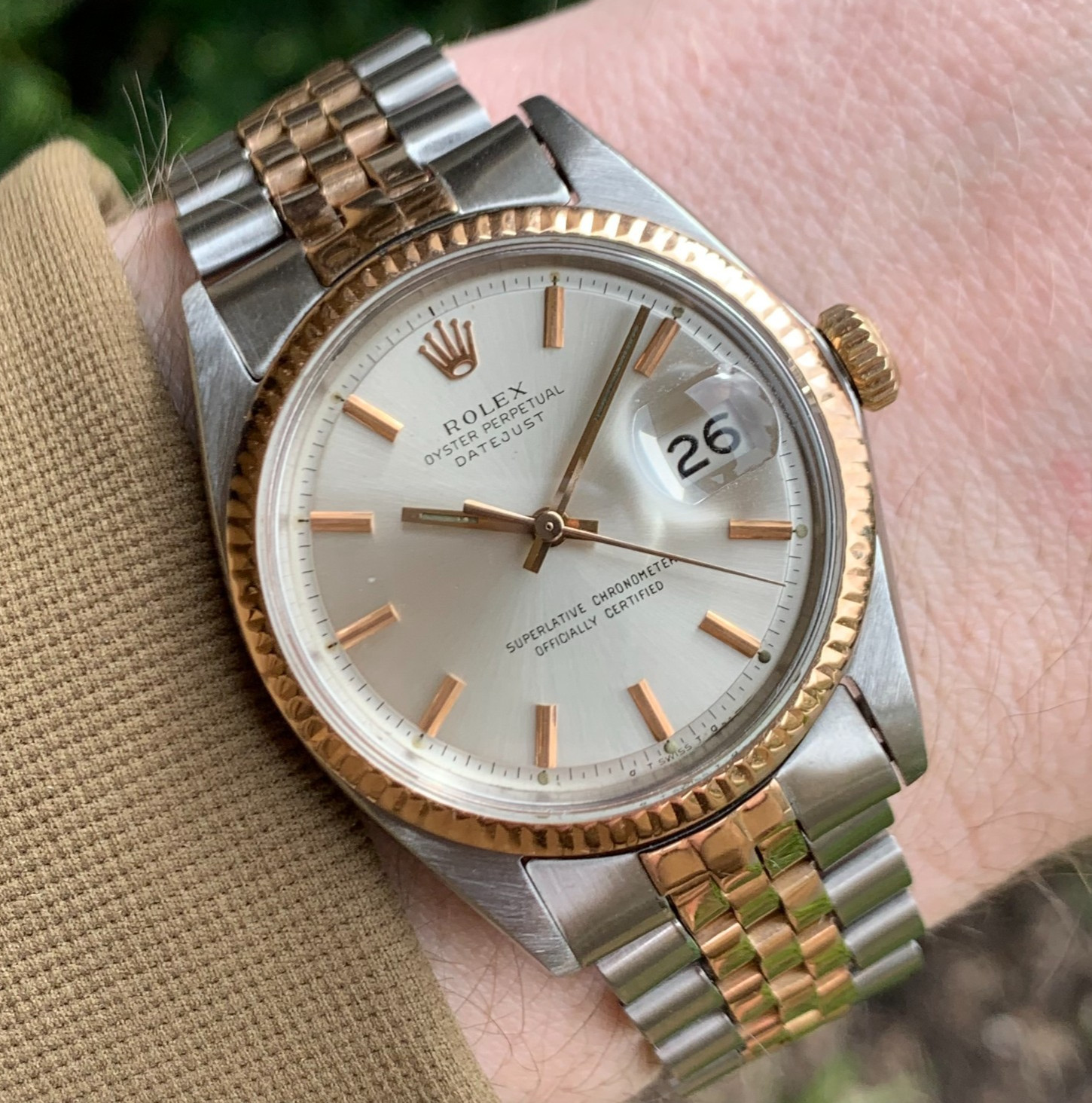 1967 Rolex DateJust 1601 Rose Gold & Stainless Steel Automatic Wristwatch