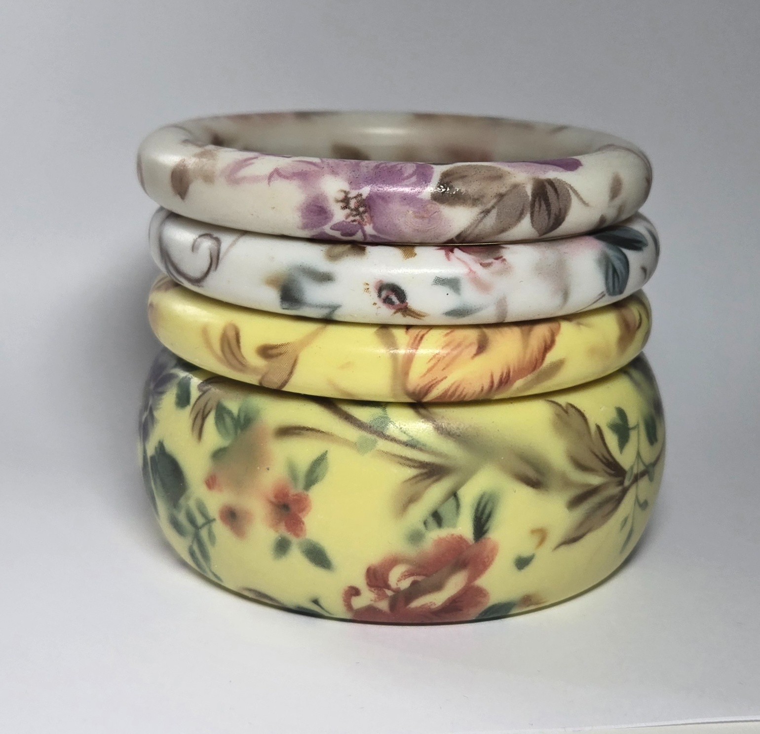 Wholesale Bangles Lot of 12 Resin Bangle Colorful Flower Print Stackable