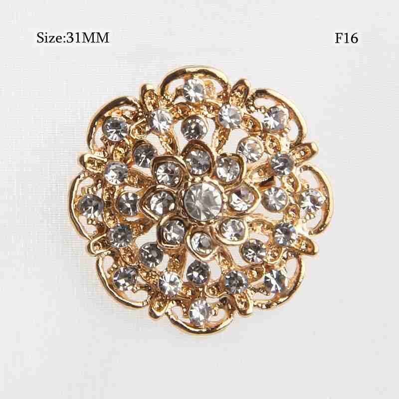 Metallic Flower Crystal Brooches -Round Rhinestone Brooch Pin Bouquet DIY Making