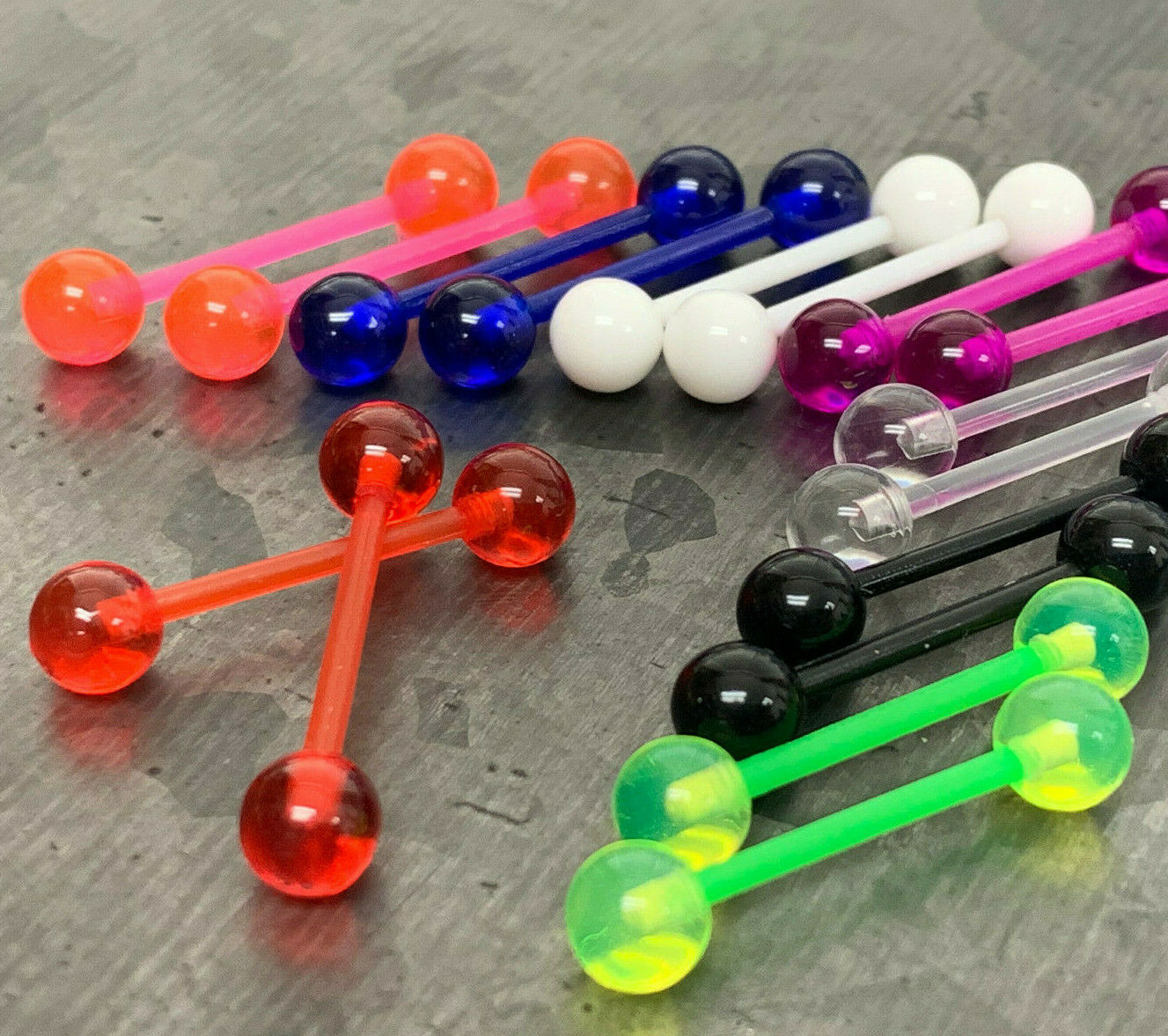 8 PAIR Value Pack UV Balls Nipple Barbell Rings Shield 14g Body Jewelry No Metal