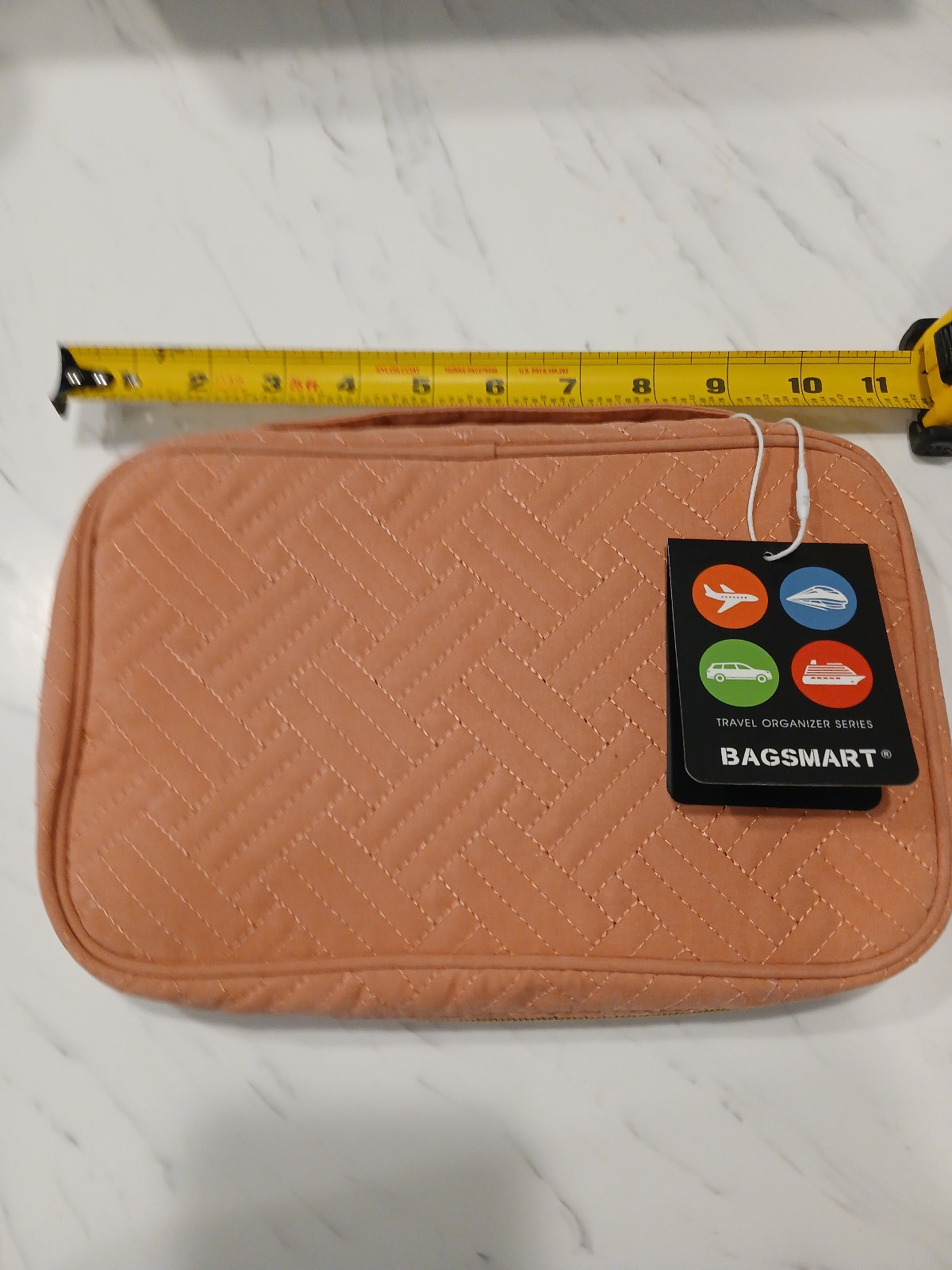 Bagsmart Womens Jewelry Case Organizer Travel Pink Blush Quilted Zip Around