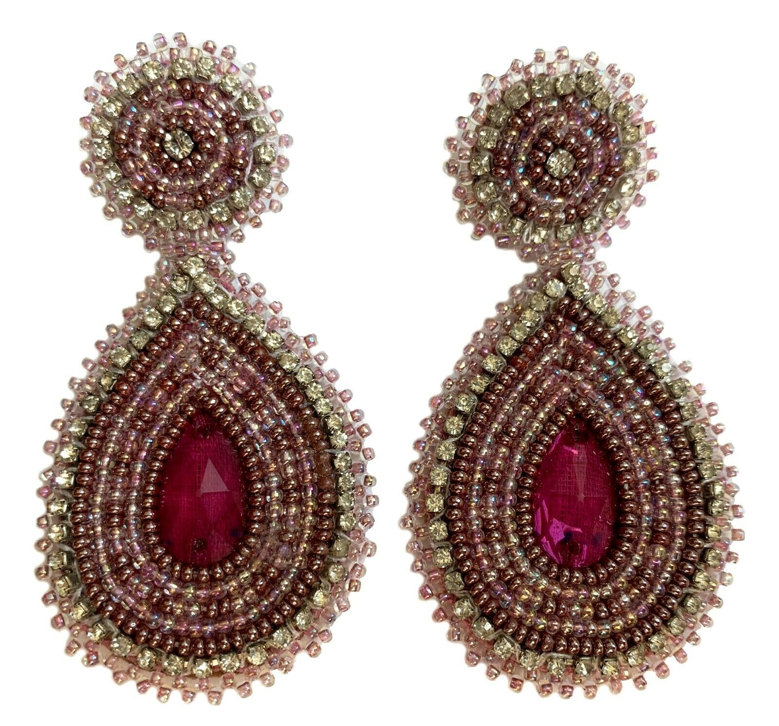 NATIVE STYLE HANDCRAFTED LIGHT PURPLE LAVENDER TEARDROP POST EARRINGS 60/36